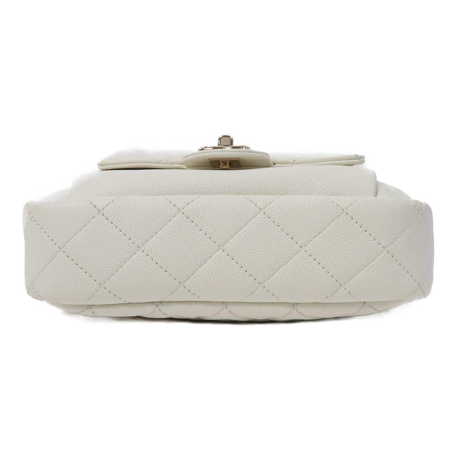 CHANEL 【激減優惠】菱格Caviar皮革Chain Shoulder Bag金扣鏈帶肩背袋白色