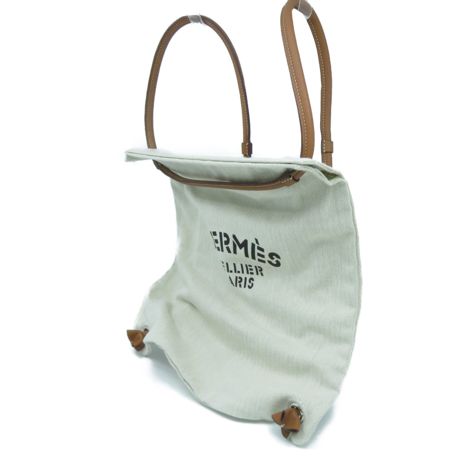 HERMES 【激減優惠】帆布Aline銀扣背包米色/啡色