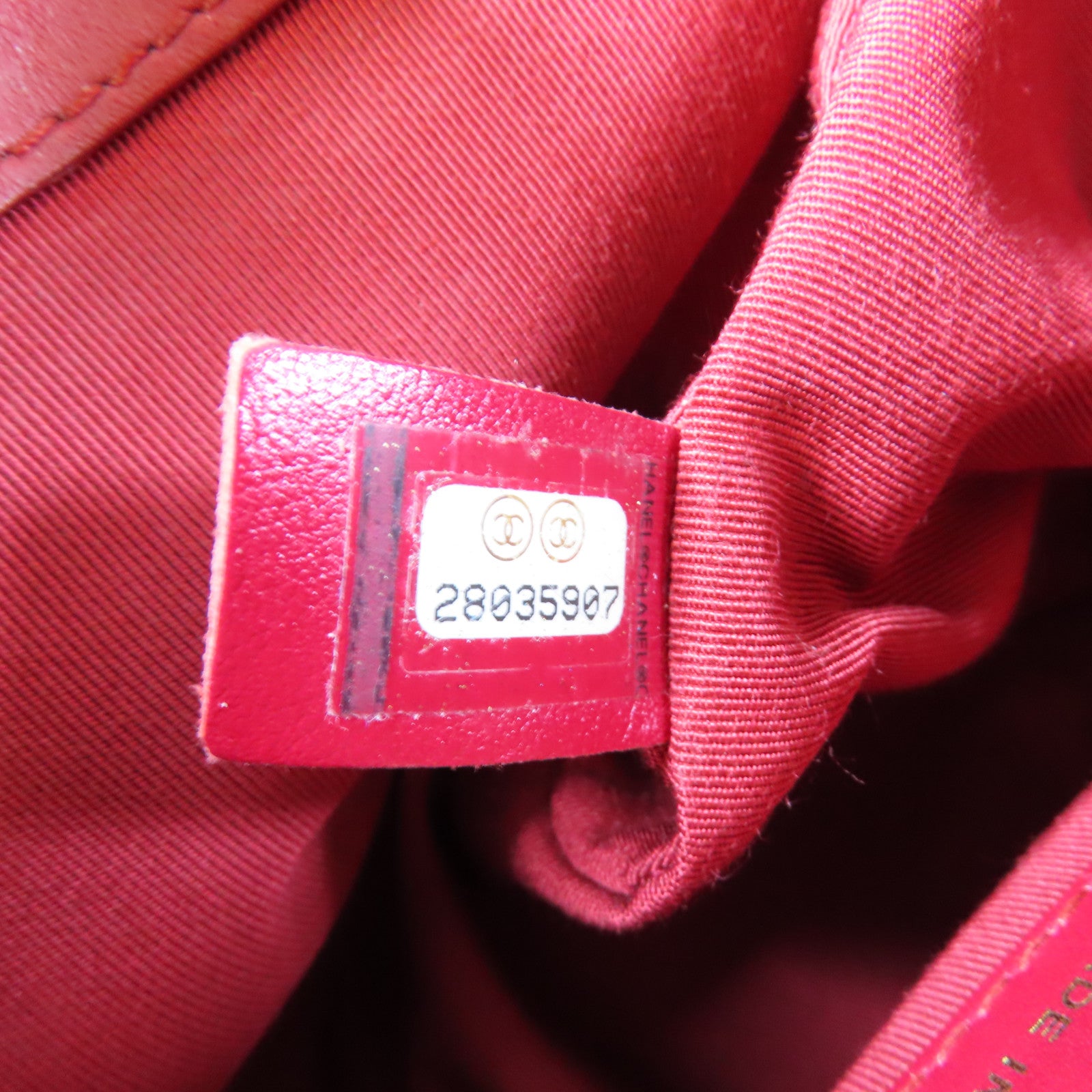CHANEL 菱格牛皮皮革Chain Shoulder金扣鏈帶肩背袋紅色
