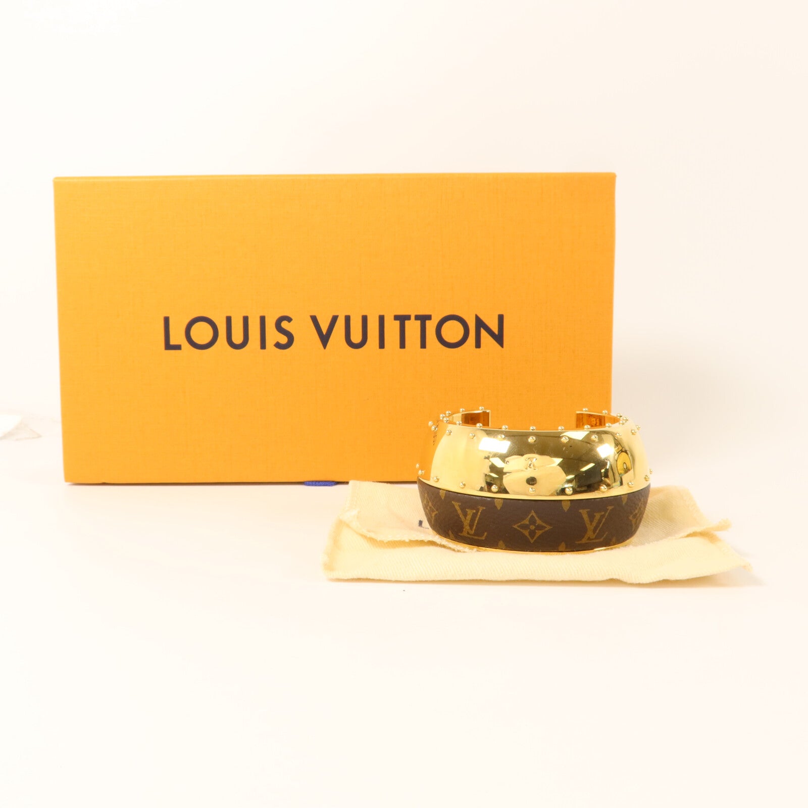 LOUIS VUITTON Monogram/金屬Wild LV Cuff M手鐲