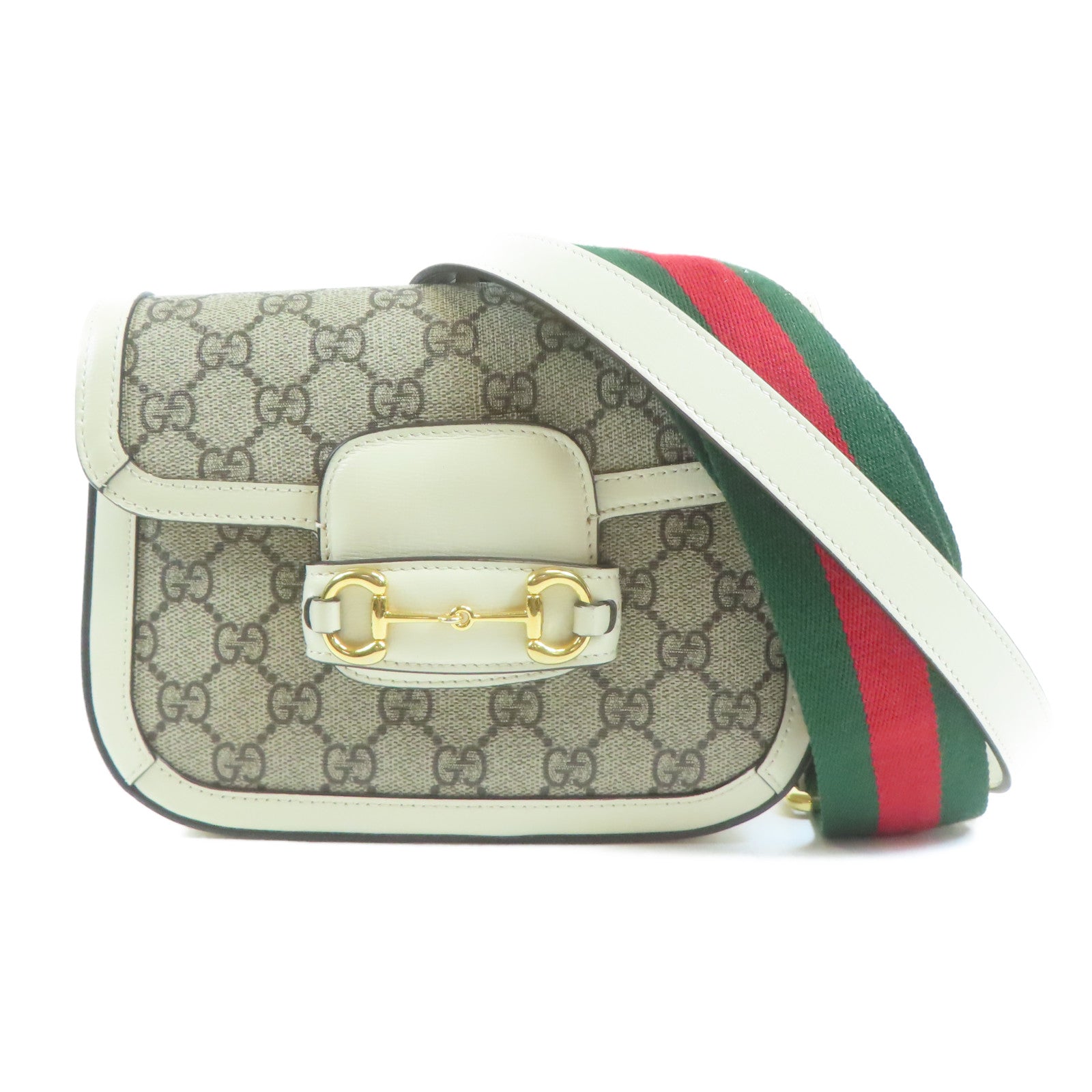 GUCCI 塗層帆布Horsebit 1955金扣肩背袋