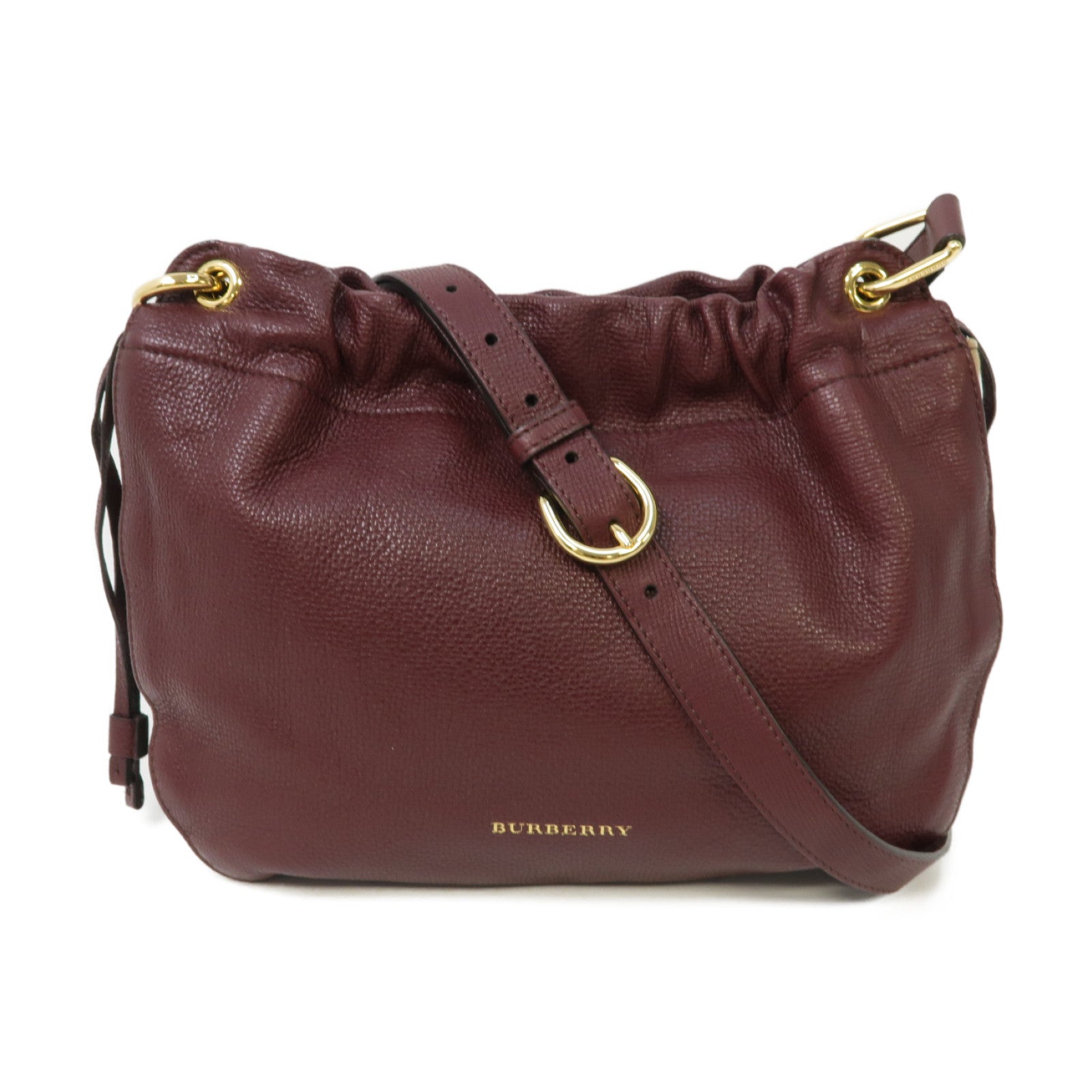 BURBERRY 牛皮皮革Shoulder Bag金扣肩背袋酒紅色