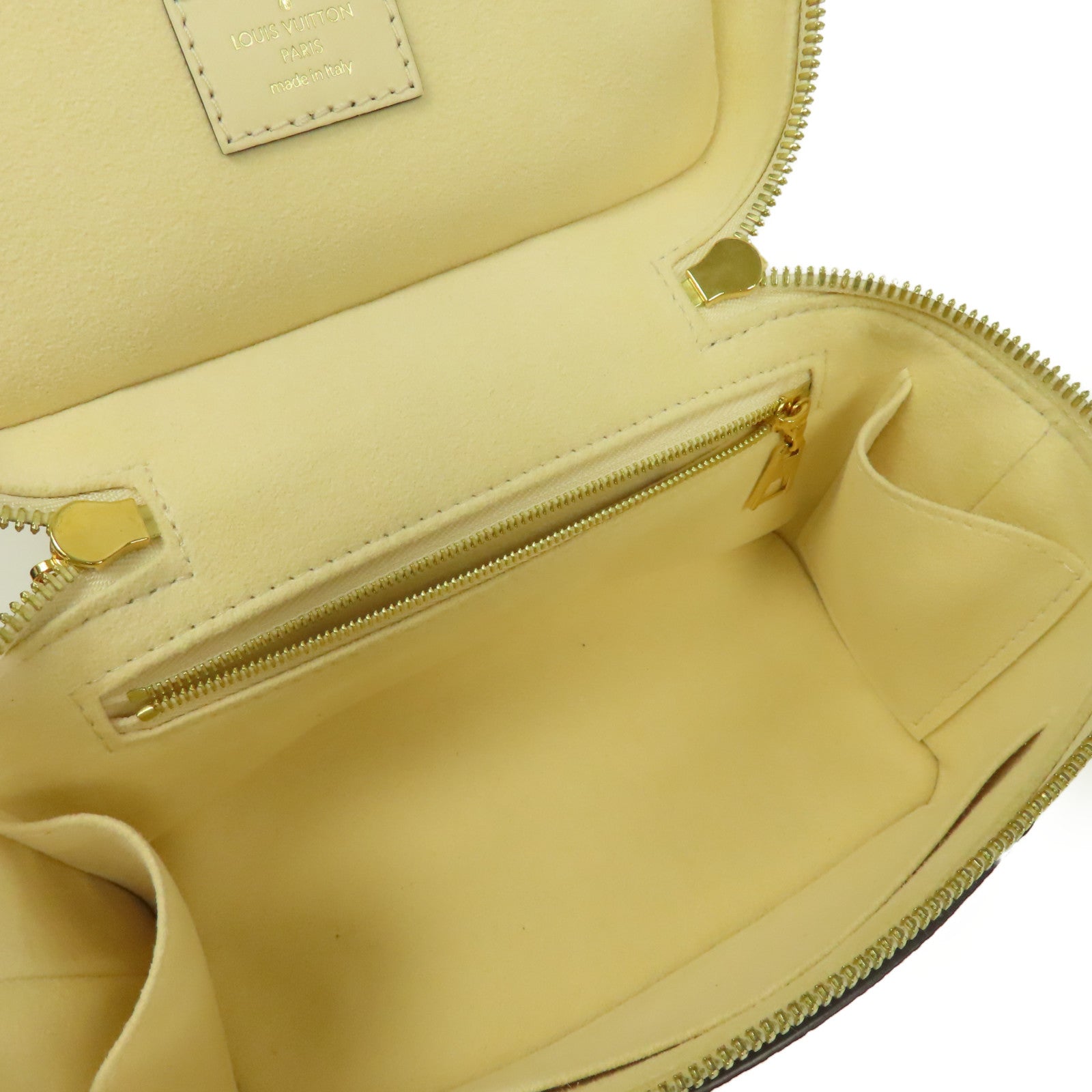 LOUIS VUITTON Monogram Empreinte Vanity金扣手挽肩背兩用袋米色