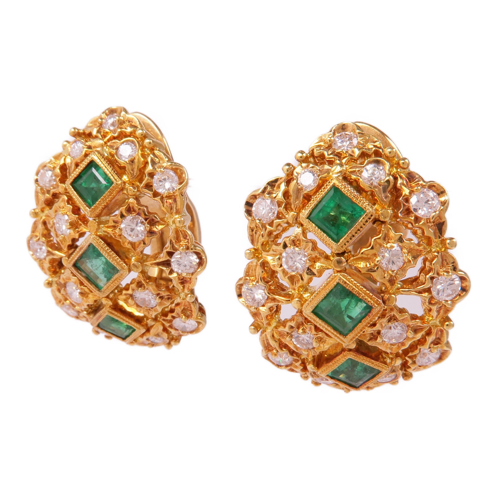 JEWELRY 18K黃金Emerald Diamond Earrings綠寶石/鑽石耳環