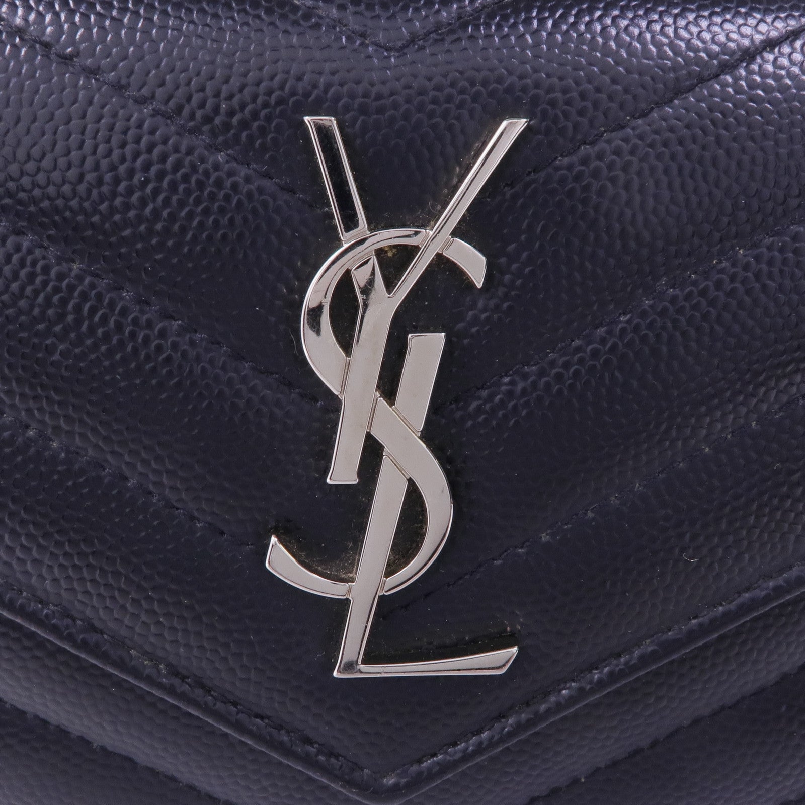 SAINT LAURENT 牛皮皮革Cassandre銀扣錢包