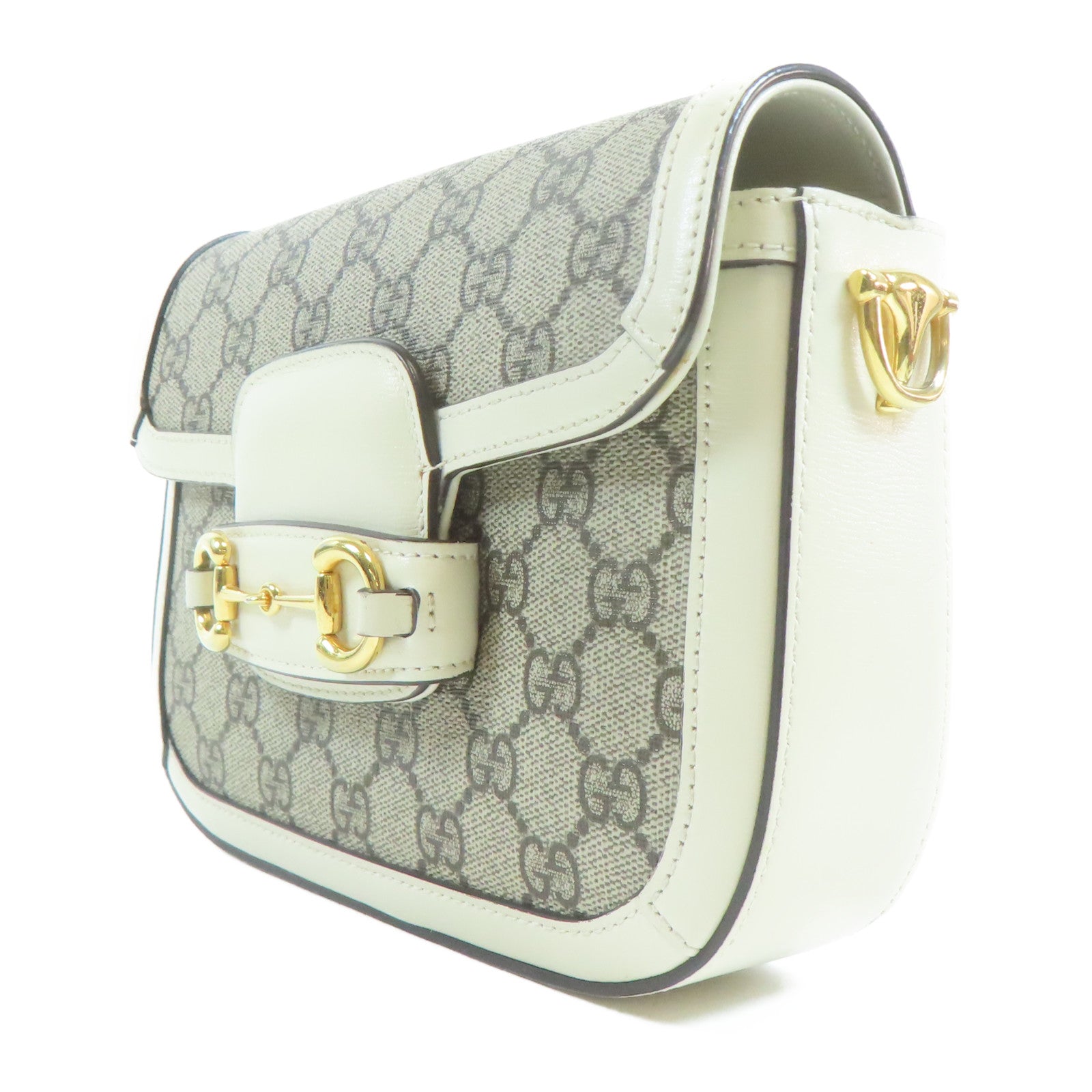 GUCCI 塗層帆布Horsebit 1955金扣肩背袋