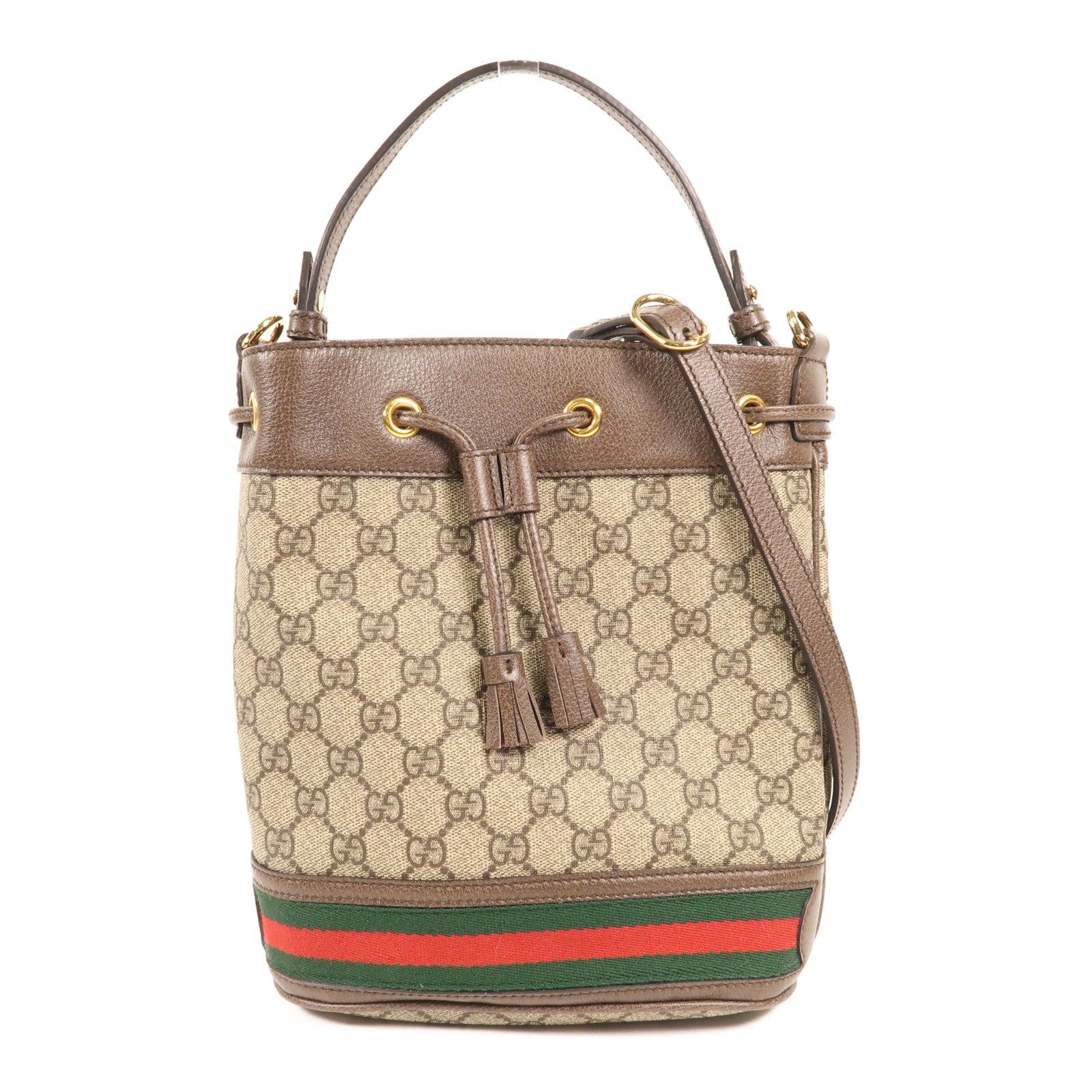GUCCI GG GHW Ophidia GG Bucket Bag 2 Way Bag 550621 Coated Canvas Brown