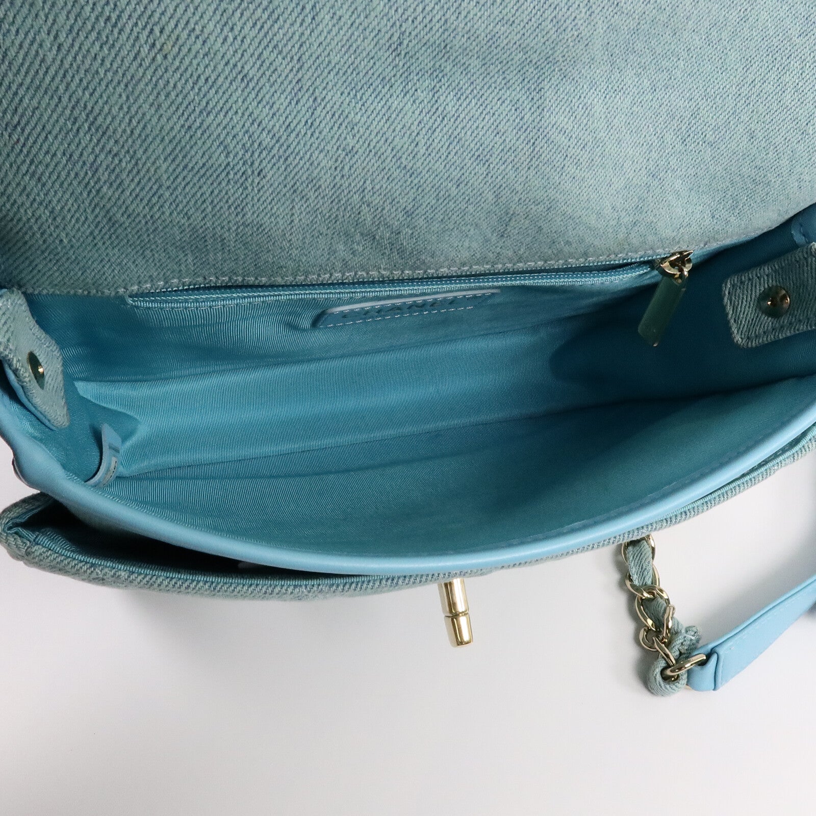 CHANEL 牛仔布Small Messenger Bag鏈帶肩背袋