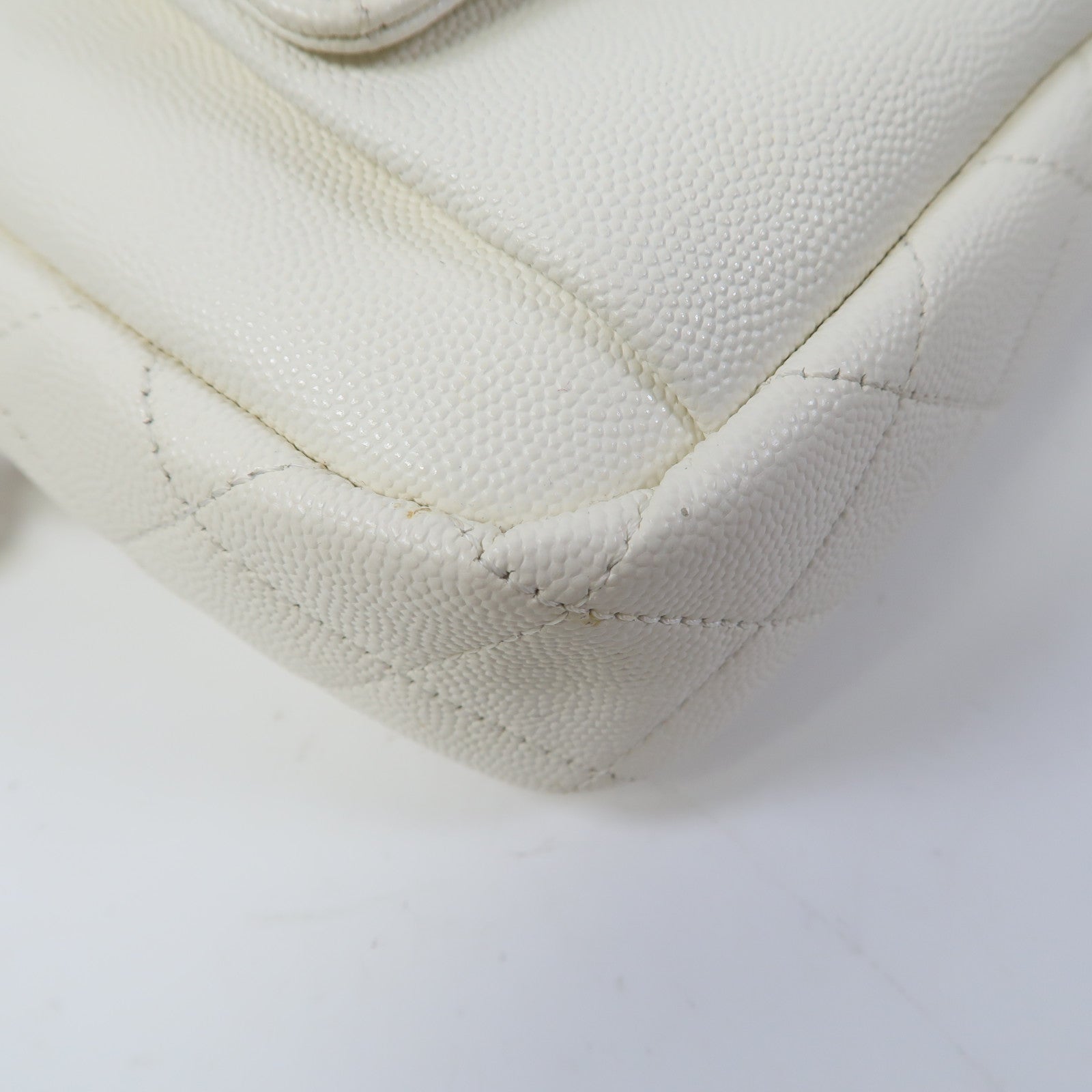 CHANEL 【激減優惠】菱格Caviar皮革Chain Shoulder Bag金扣鏈帶肩背袋白色
