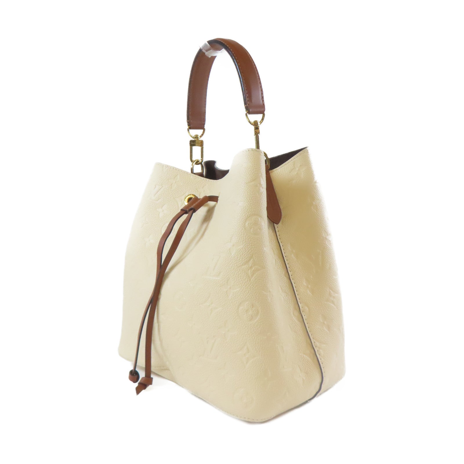 LOUIS VUITTON Monogram Empreinte Noe Noe MM 2 Way Bag金扣手挽肩背兩用袋啡色/米色