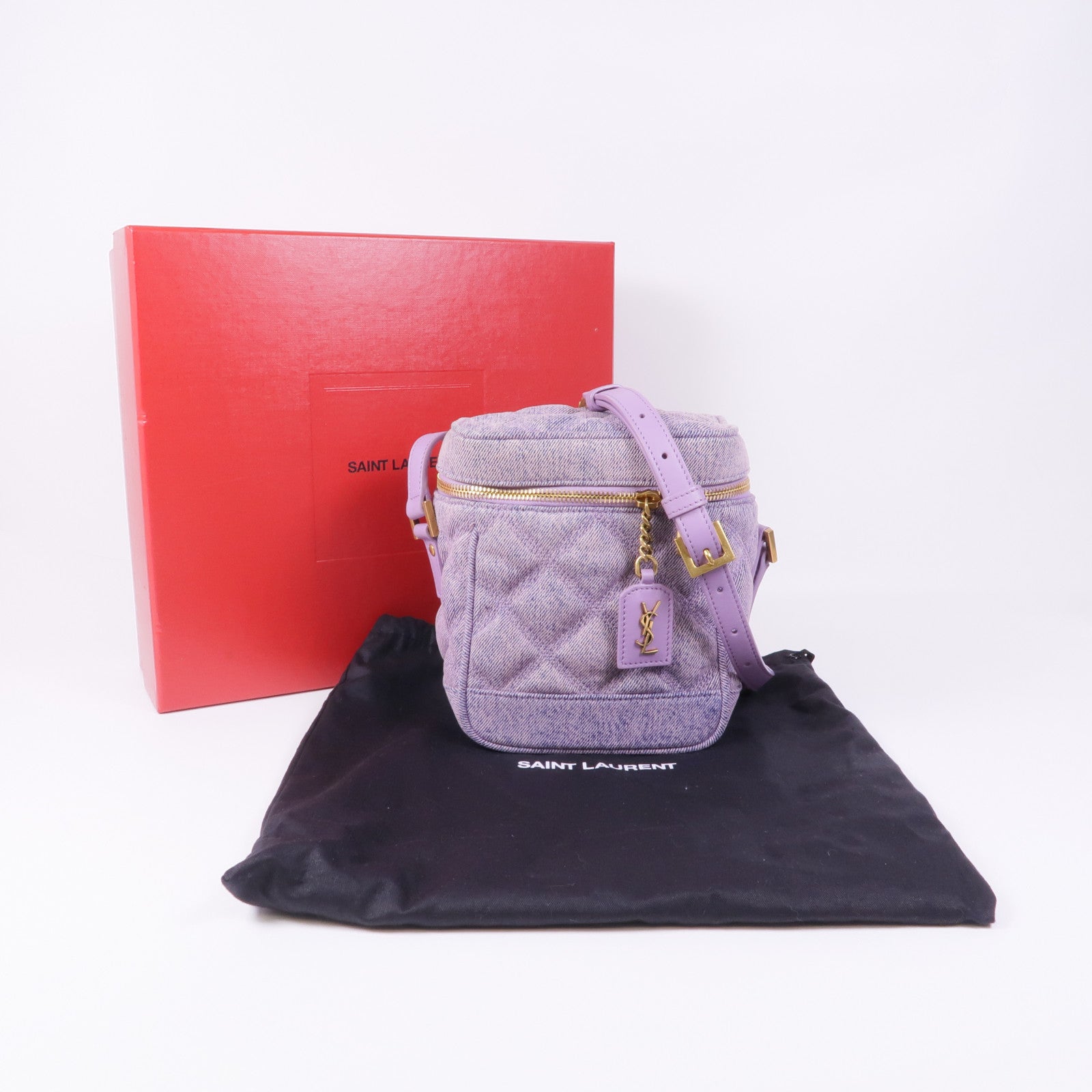 YVES SAINT LAURENT 牛仔布Paris 80's Vanity Bag金扣肩背袋