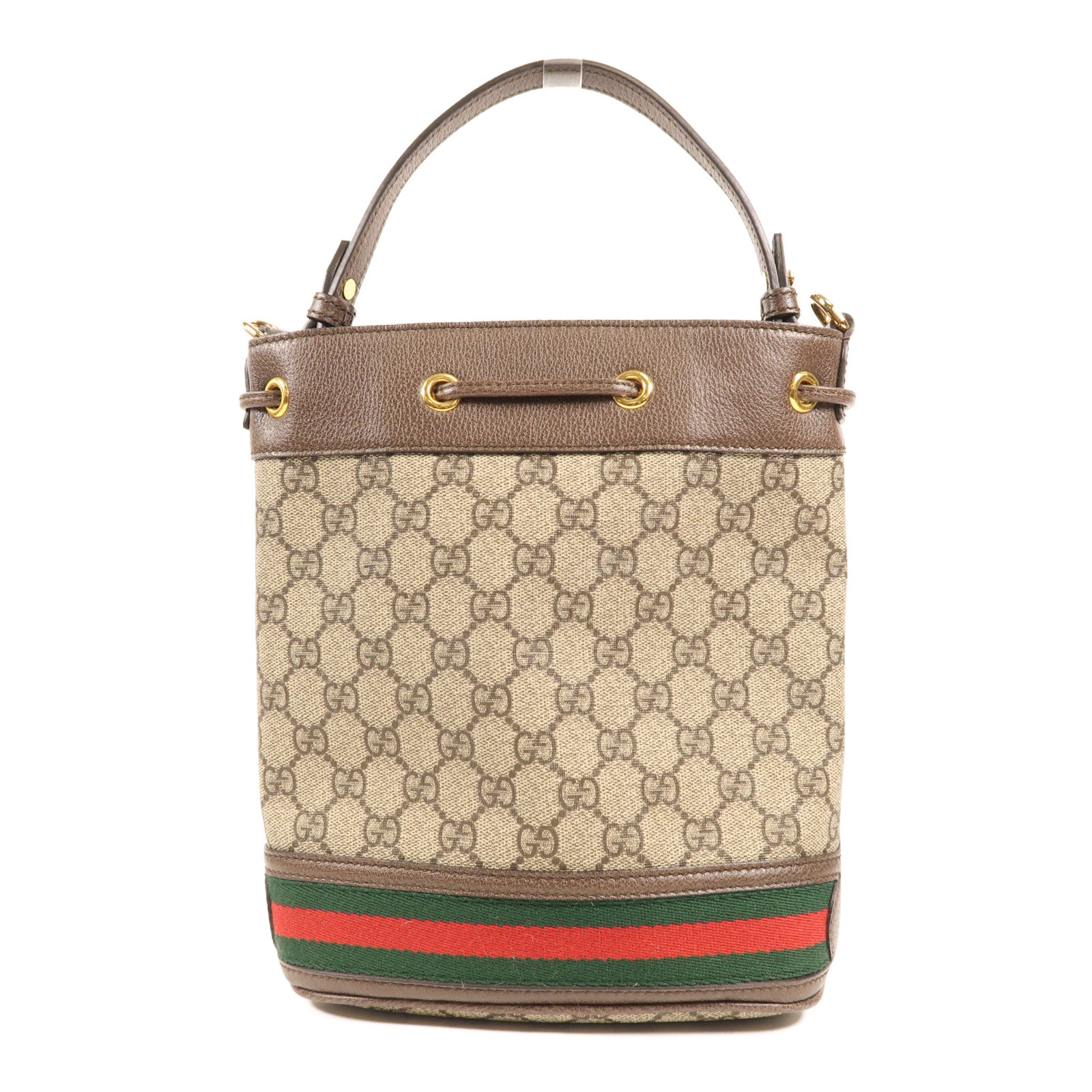 GUCCI GG GHW Ophidia GG Bucket Bag 2 Way Bag 550621 Coated Canvas Brown