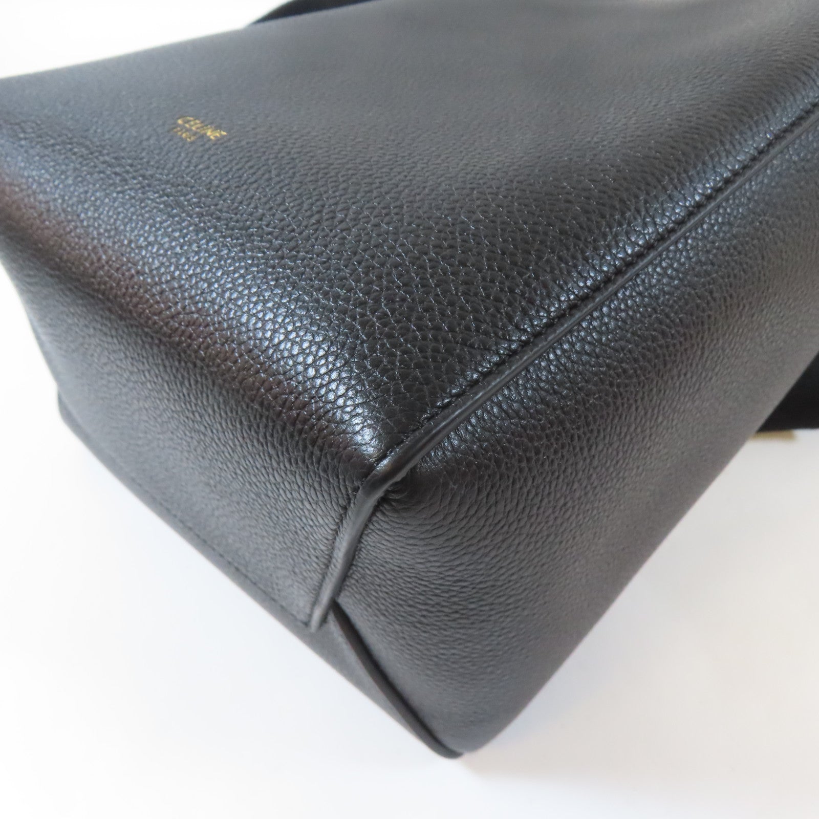CELINE 牛皮皮革Sangle Bucket Small金扣肩背袋黑色