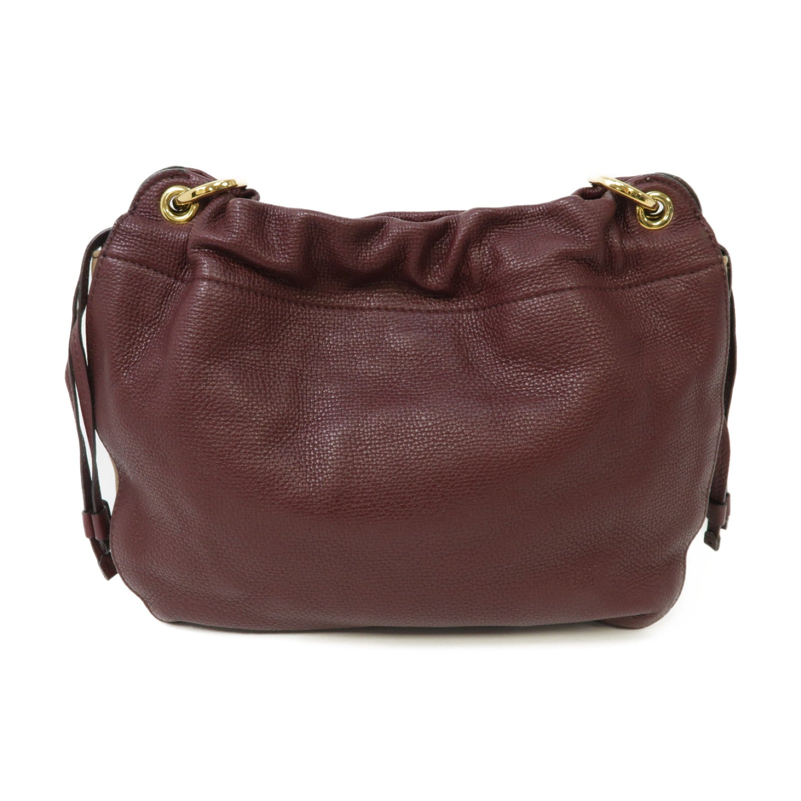 BURBERRY 牛皮皮革Shoulder Bag金扣肩背袋酒紅色