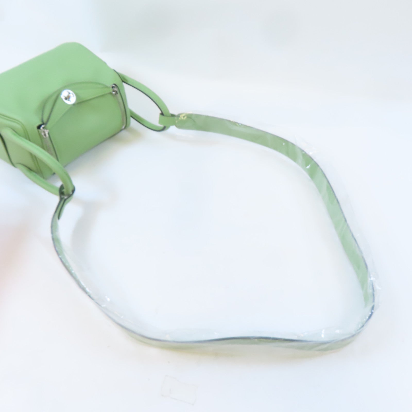 HERMES【激減優惠】 Swift皮革Mini Lindy銀扣手挽肩背兩用袋Vert Criquet/綠色