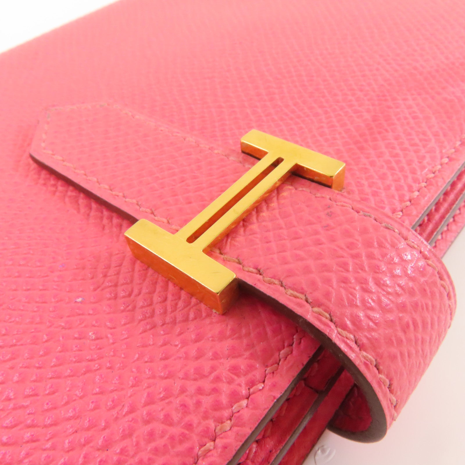 HERMES **【激減優惠】Togo皮革Bearn Long Wallet金扣長錢包粉紅色