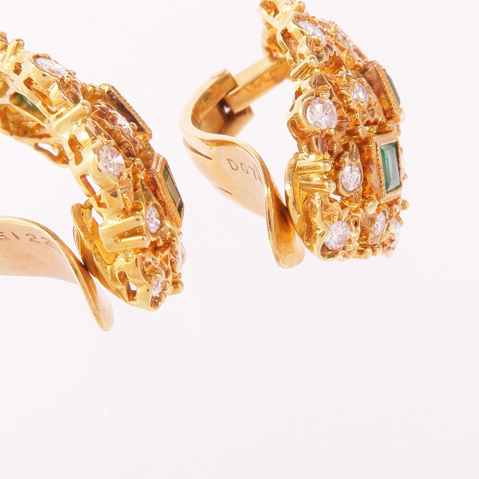 JEWELRY 18K黃金Emerald Diamond Earrings綠寶石/鑽石耳環