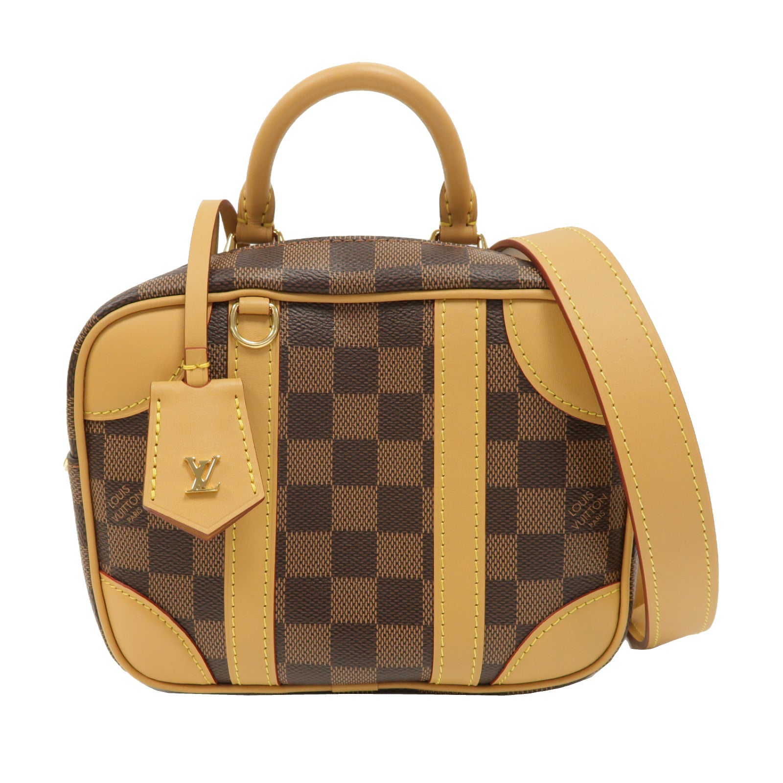 LOUIS VUITTON Damier Valisette Souple BB金扣手挽肩背兩用袋啡色