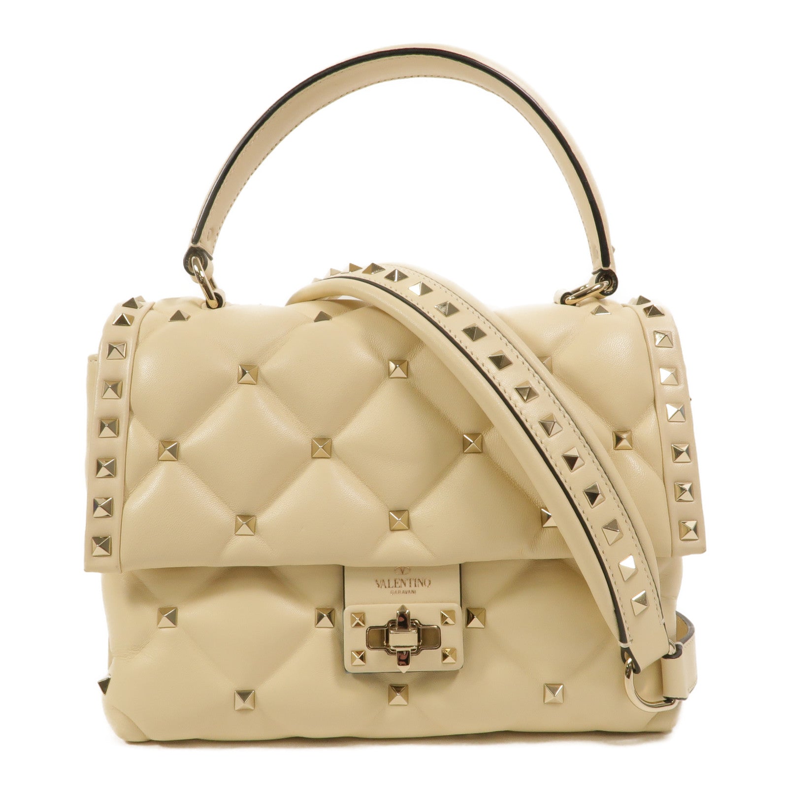Valentino 牛皮皮革Candystud Medium手挽肩背兩用袋