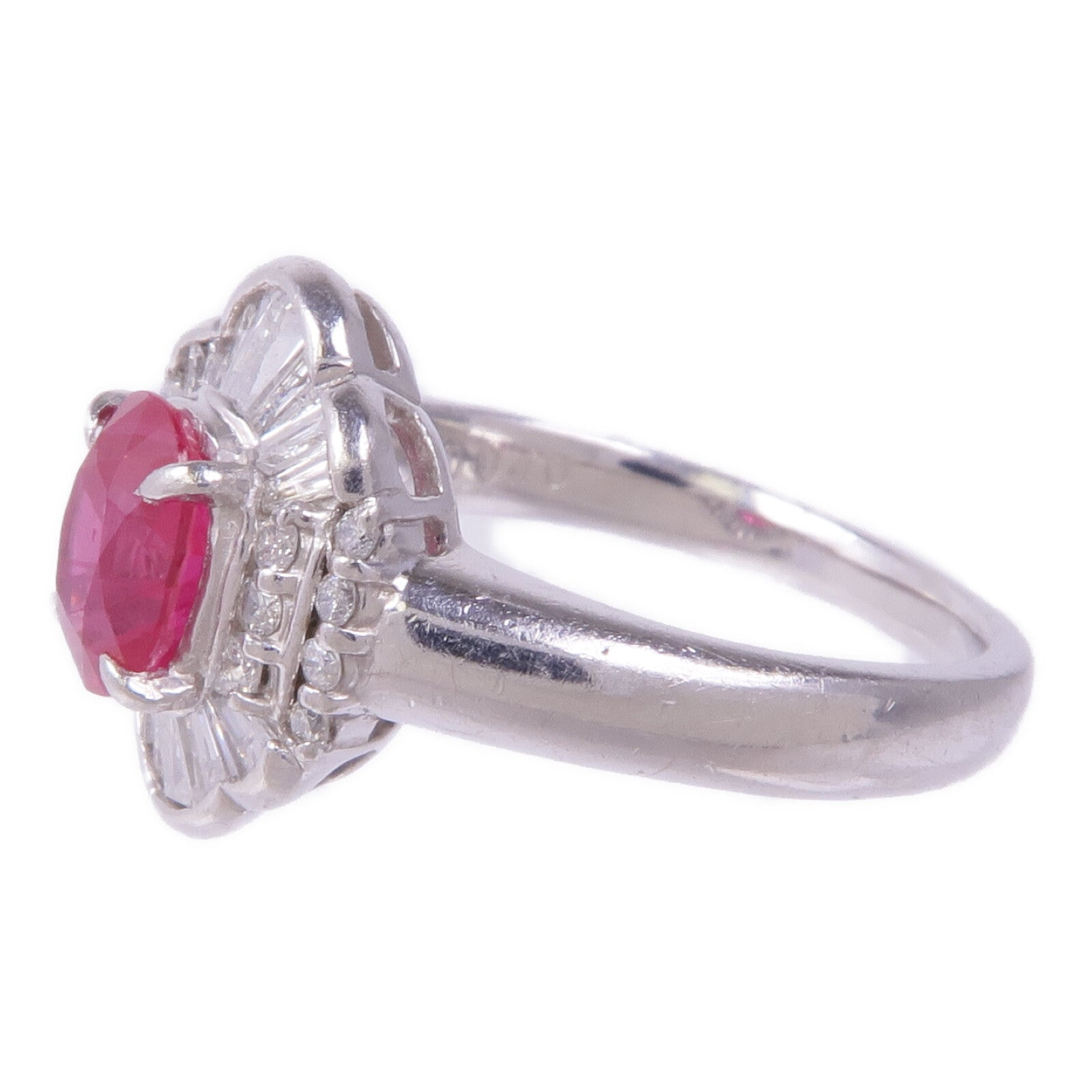 JEWELRY PT900鉑金Ruby Diamond Ring紅寶石/鑽石戒指US#5.75