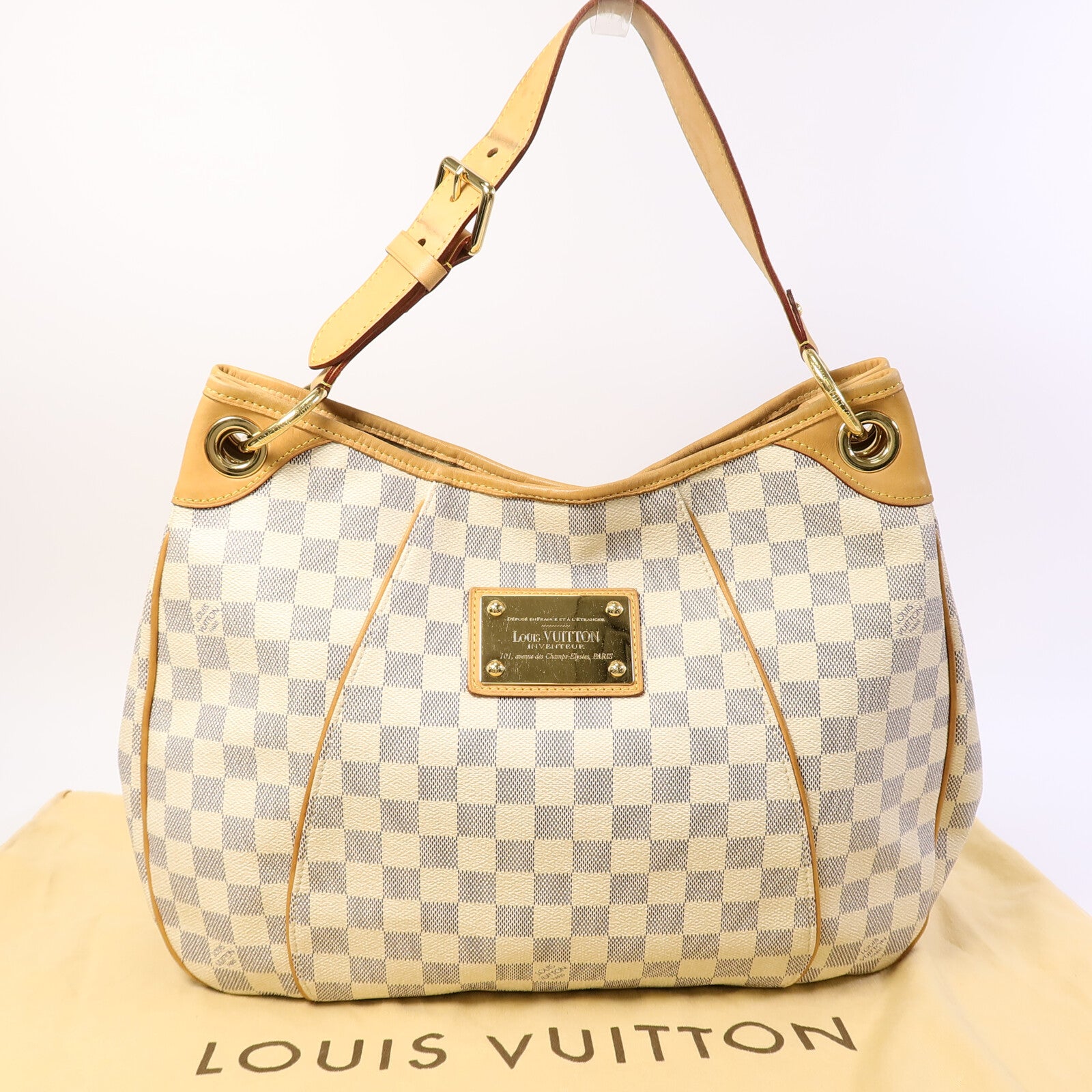 LOUIS VUITTON Damier Azur Galliera PM金扣肩背袋