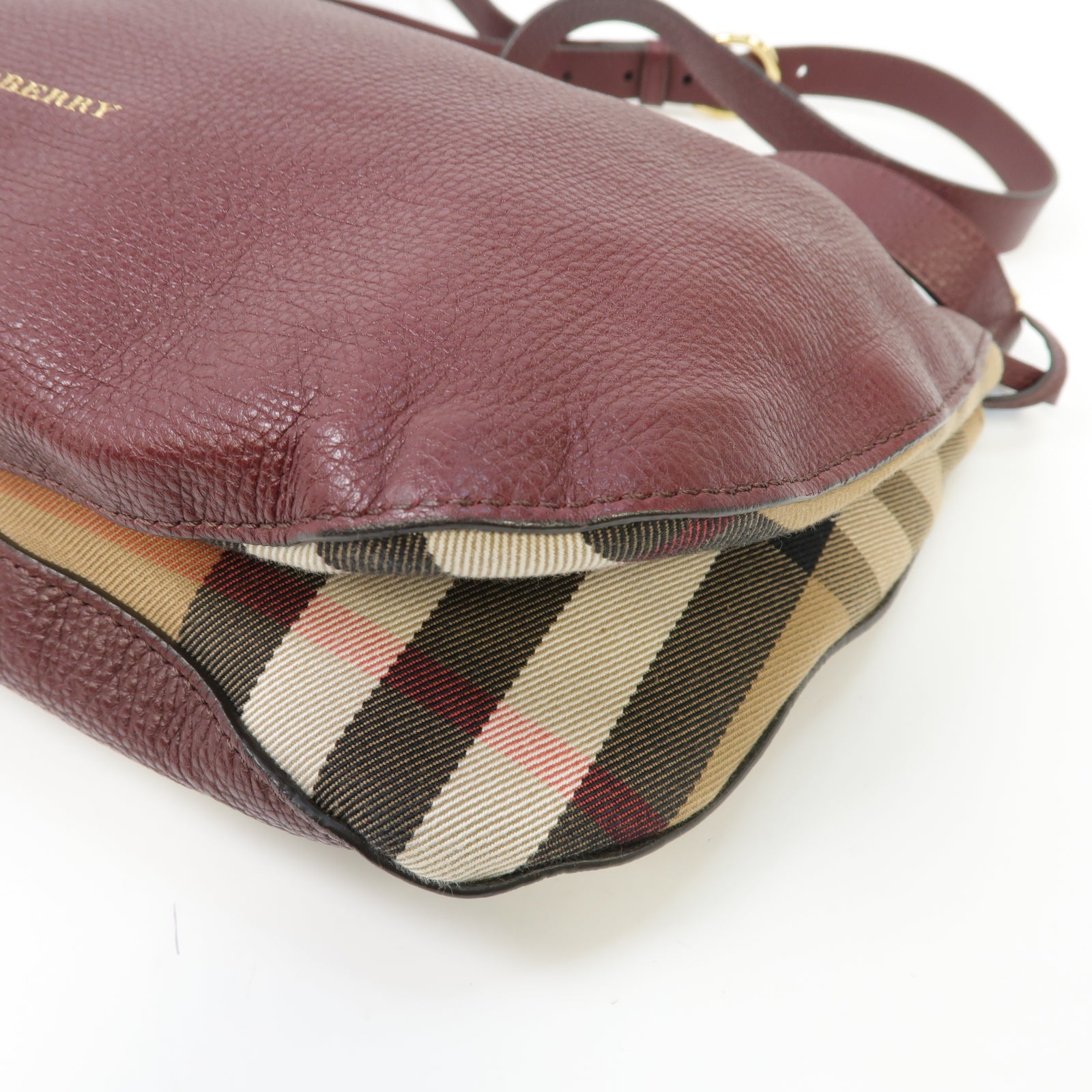 BURBERRY 牛皮皮革Shoulder Bag金扣肩背袋酒紅色