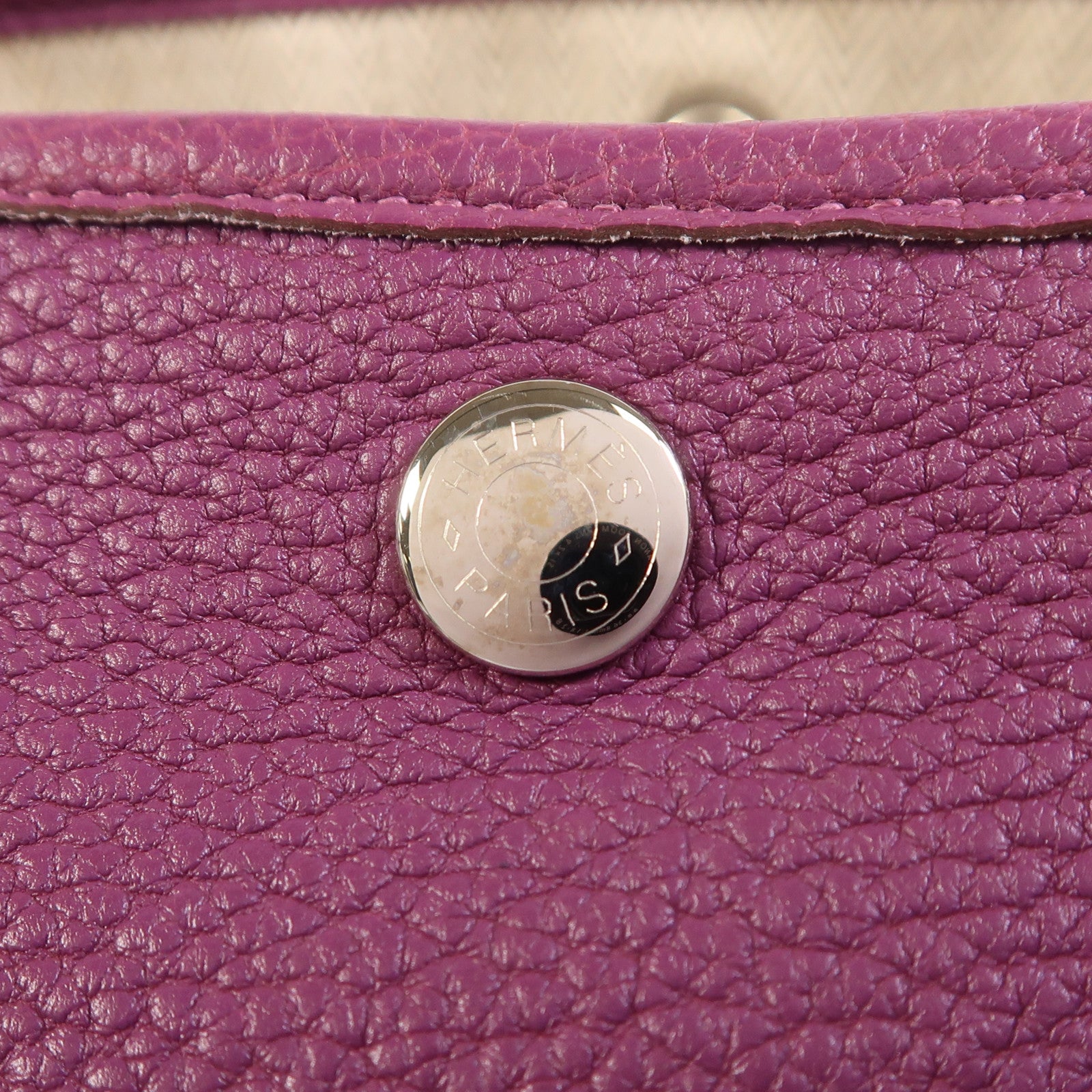 HERMES Negonda皮革GardenParty PM銀扣手挽袋Anemone