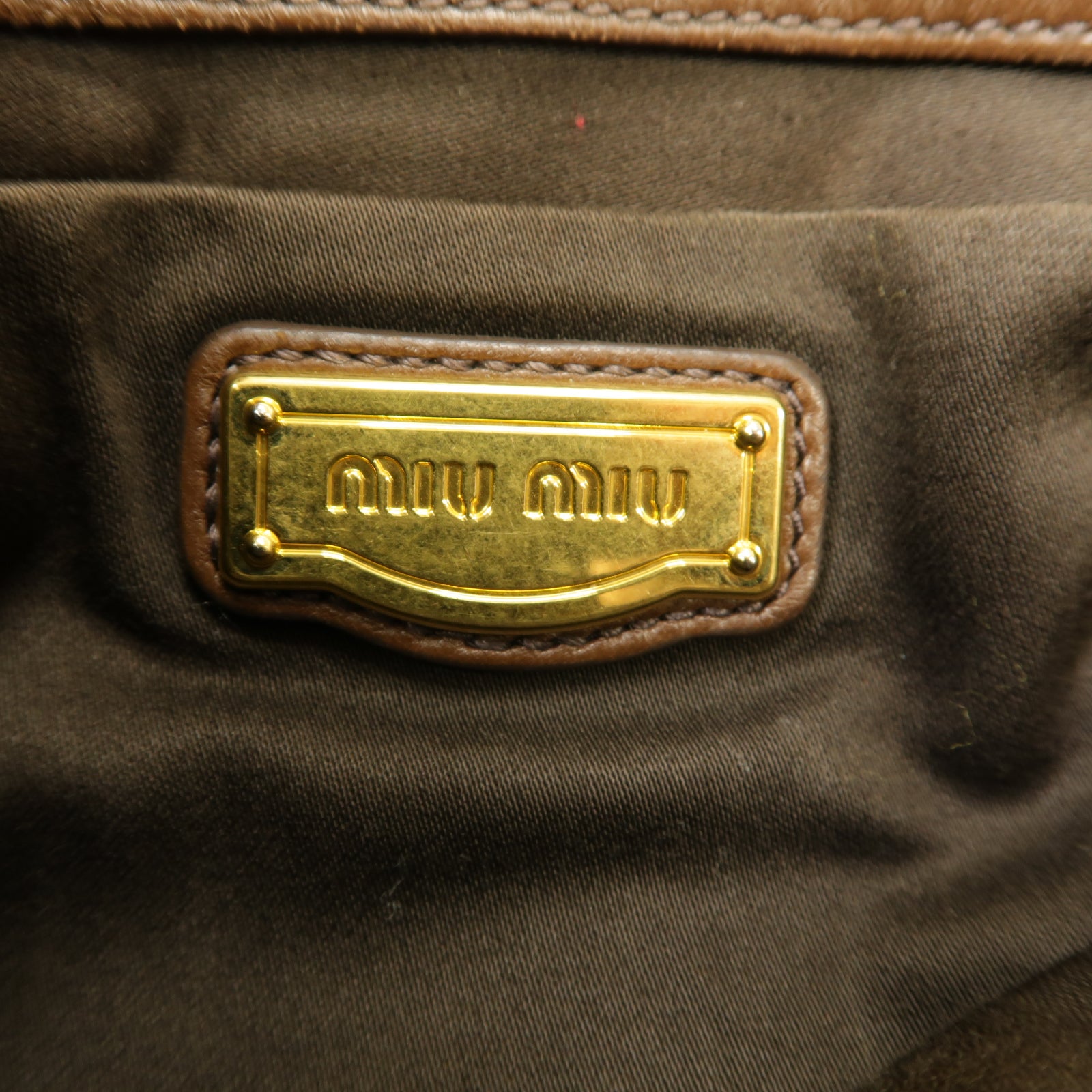 Miu Miu 【激減優惠】牛皮皮革2way Shoulder Bag金扣手挽肩背兩用袋棕色