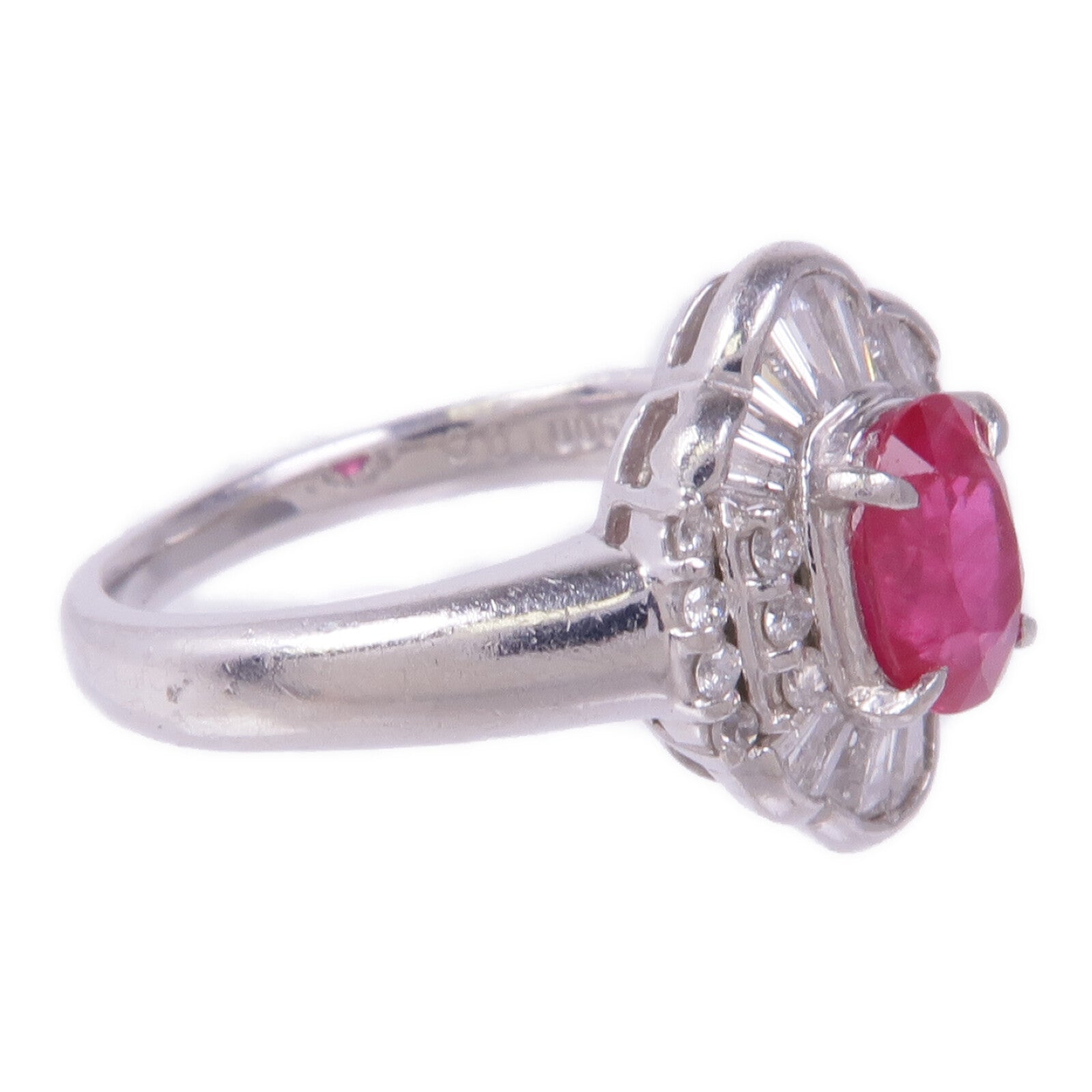 JEWELRY PT900鉑金Ruby Diamond Ring紅寶石/鑽石戒指US#5.75