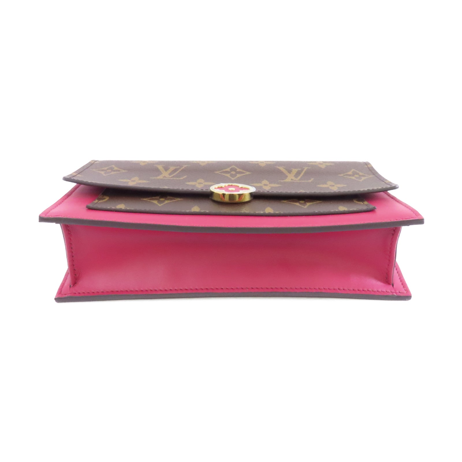 LOUIS VUITTON Monogram Flore金扣鏈帶肩背袋棕色/粉紅色