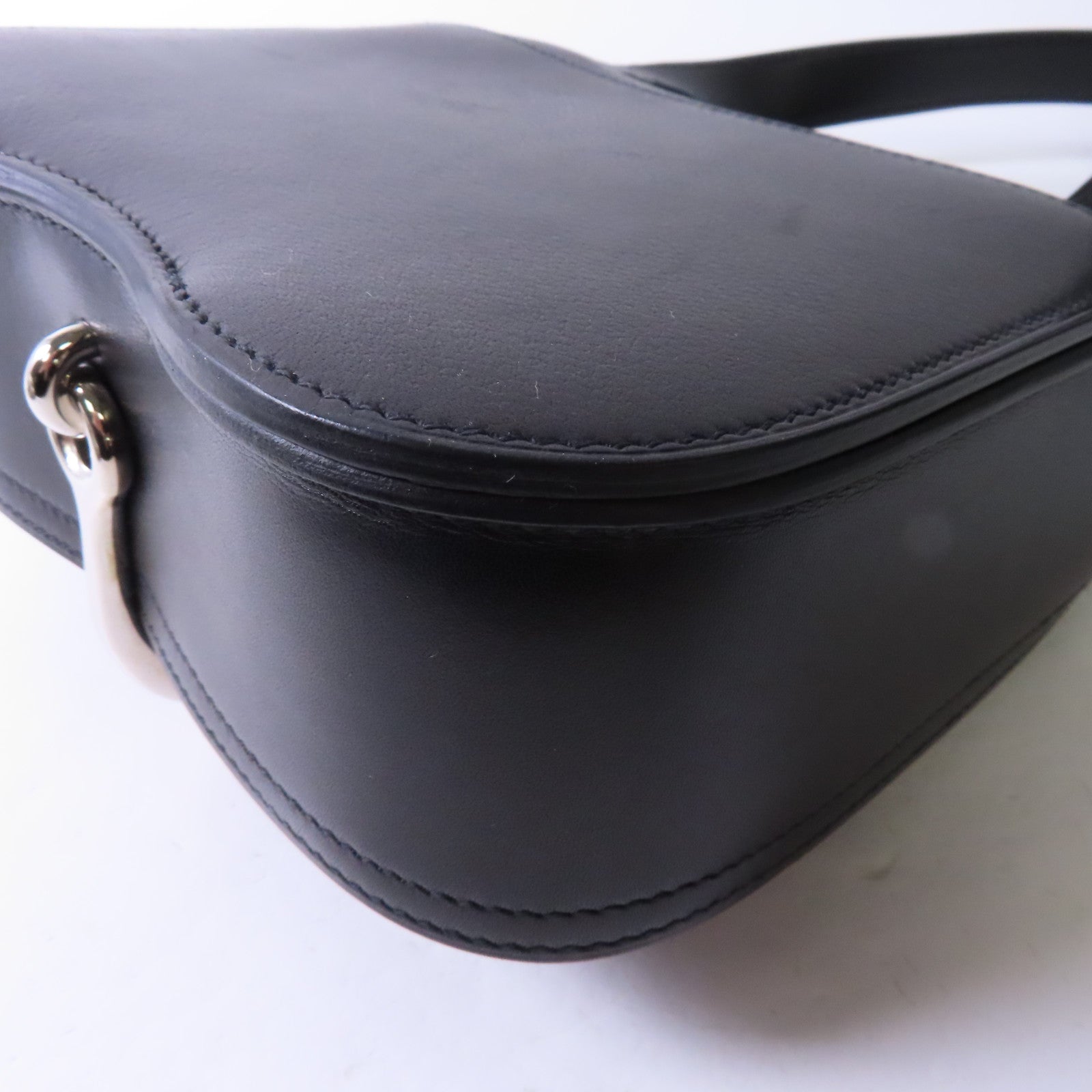 HERMES 【激減優惠】Evercolor皮革Mini Della Cavalleria Bag銀扣肩背袋黑色