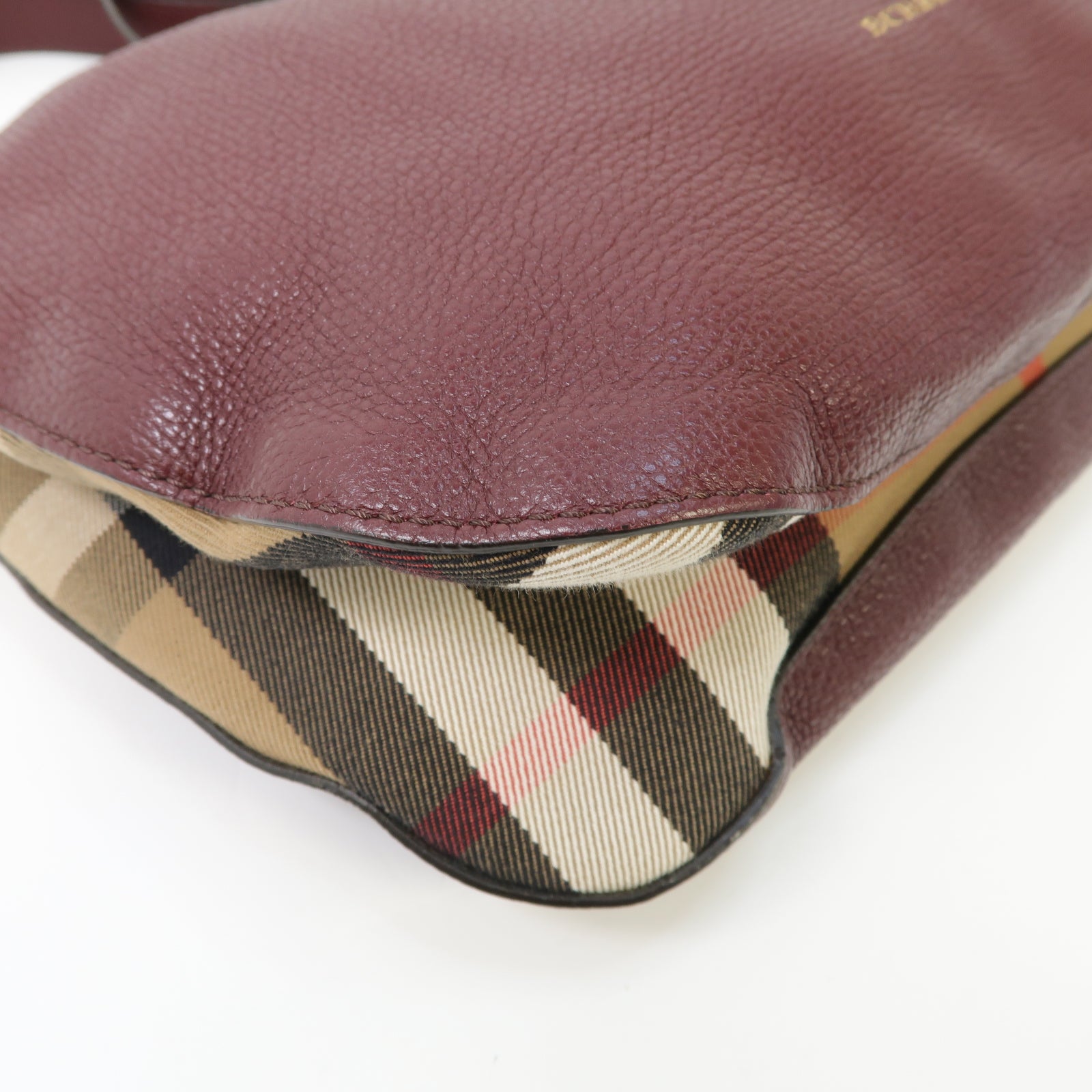 BURBERRY 牛皮皮革Shoulder Bag金扣肩背袋酒紅色
