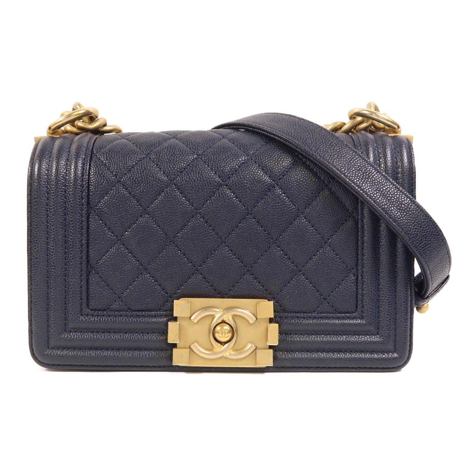 CHANEL 【激減優惠】牛皮皮革Boy 20金扣鏈帶肩背袋