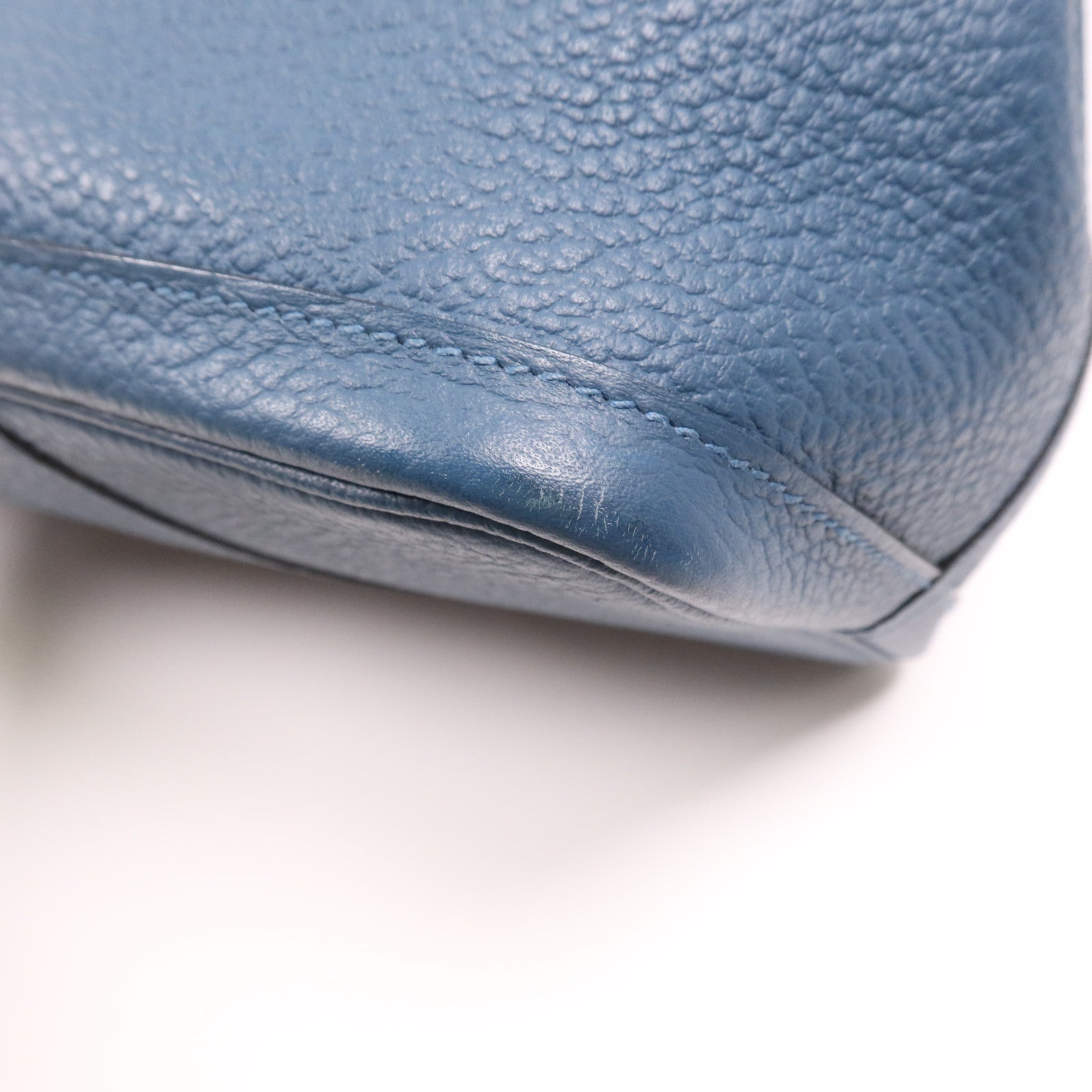 HERMES Negonda皮革Garden Party PM銀扣手挽袋 Bleu Outremer