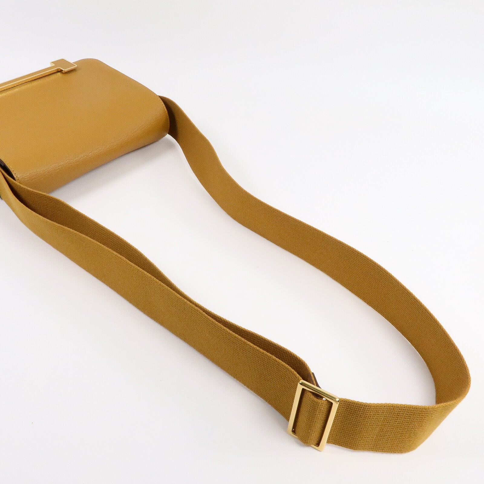 HERMES Chevre皮革Geta肩背袋Caramel