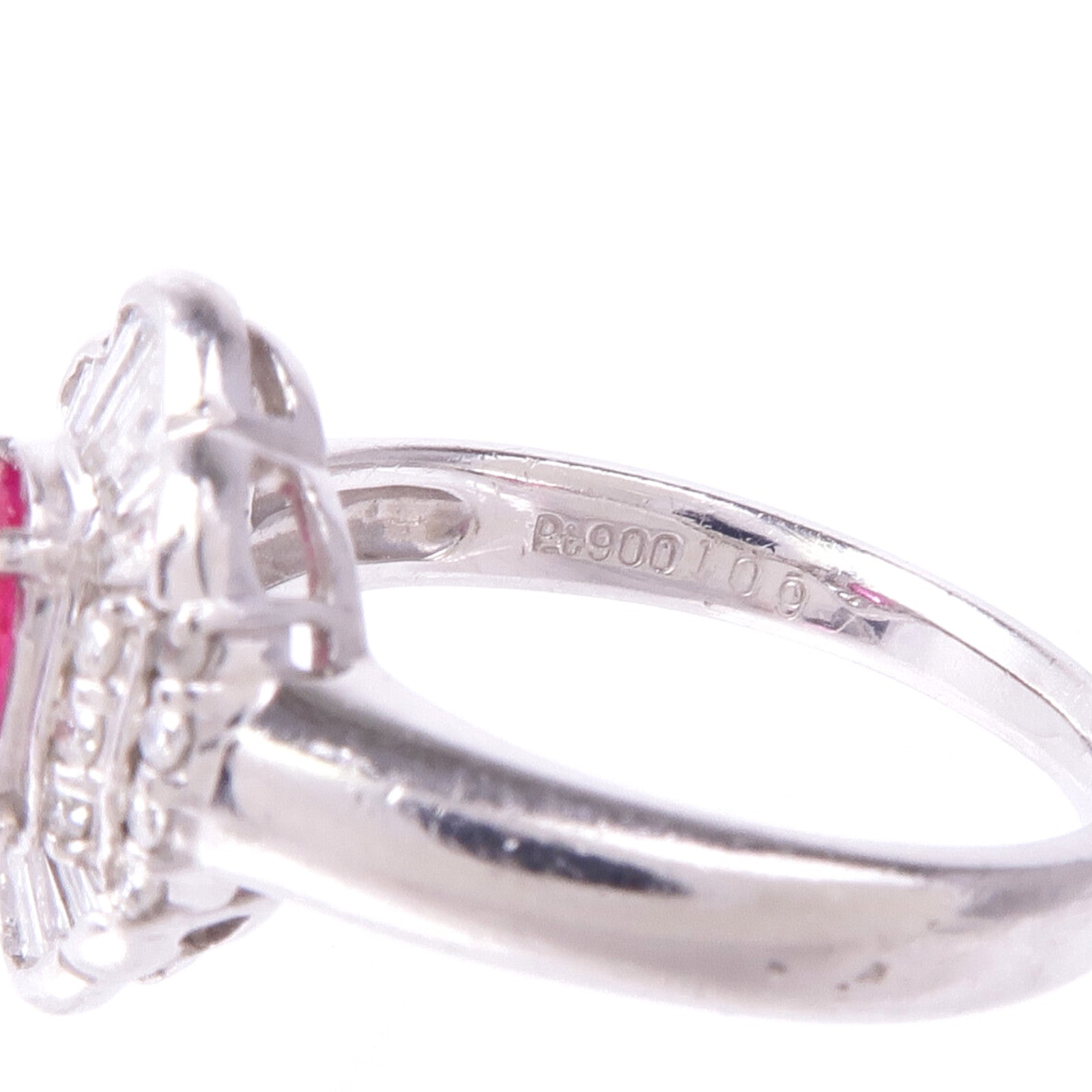 JEWELRY PT900鉑金Ruby Diamond Ring紅寶石/鑽石戒指US#5.75