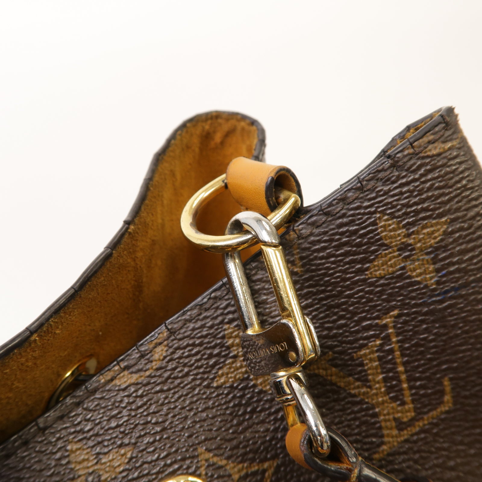 LOUIS VUITTON Monogram Neo Noe MM金扣肩背袋棕色