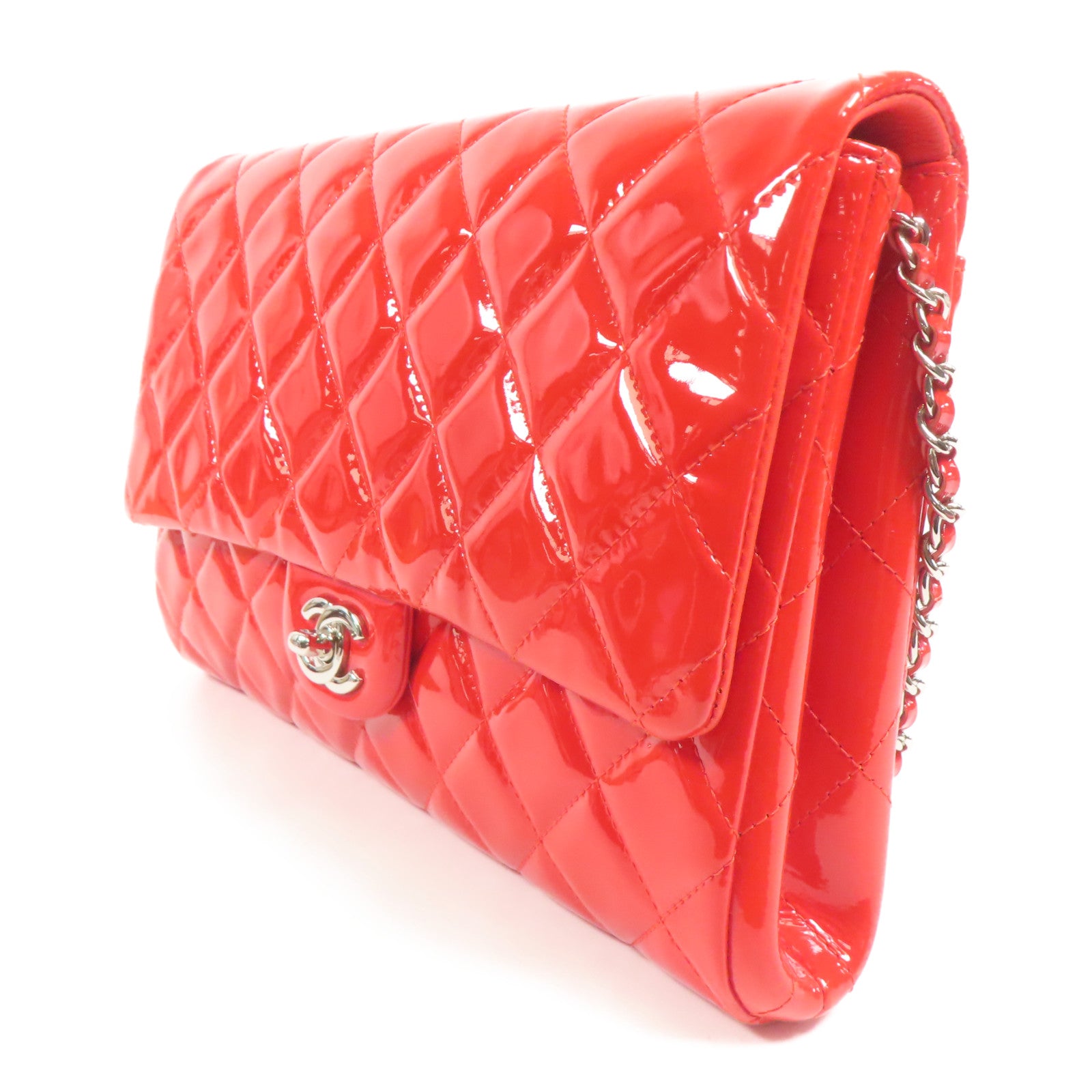 CHANEL 漆皮皮革Shoulder Bag銀扣鏈帶肩背袋