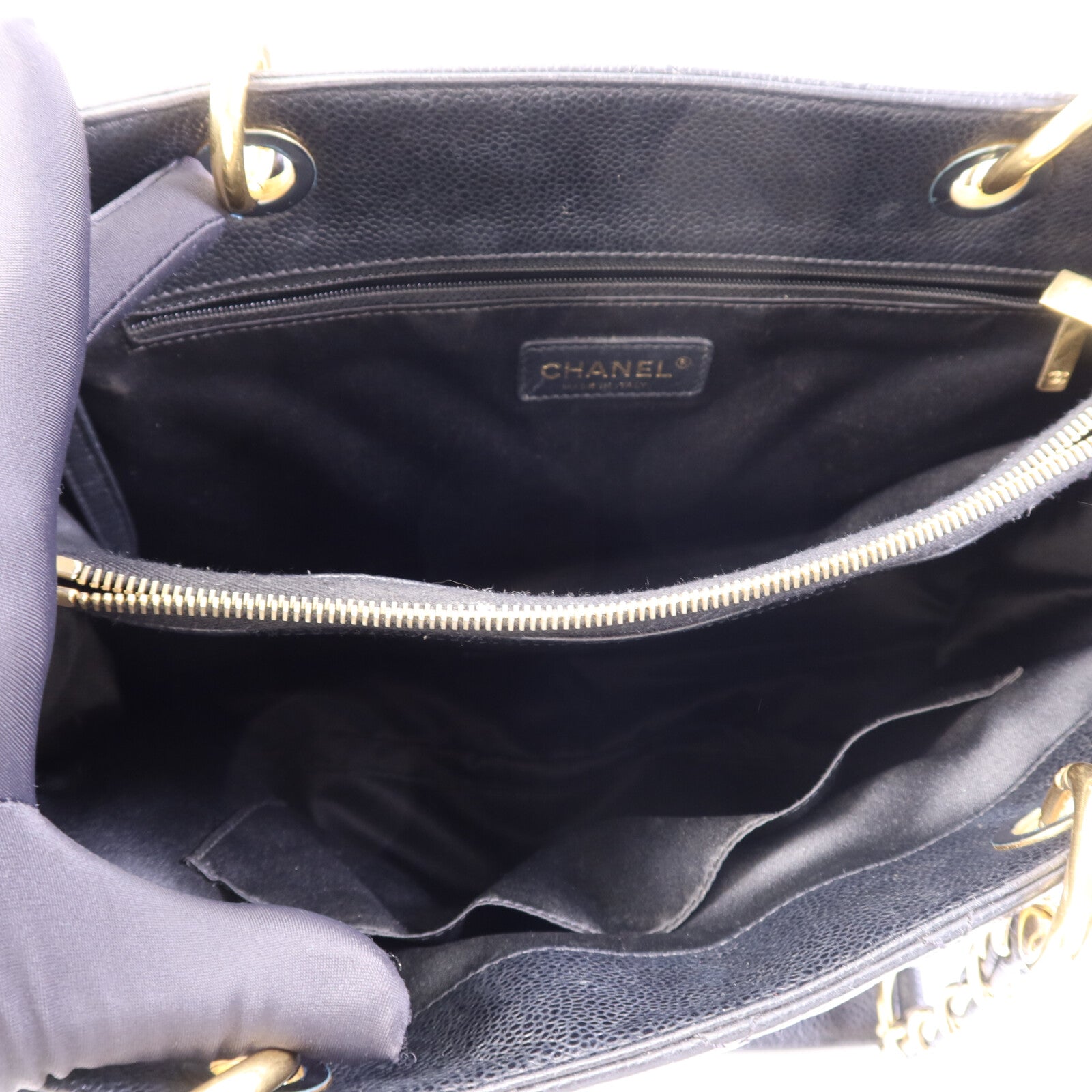 CHANEL 牛皮皮革GST金扣鏈帶肩背袋