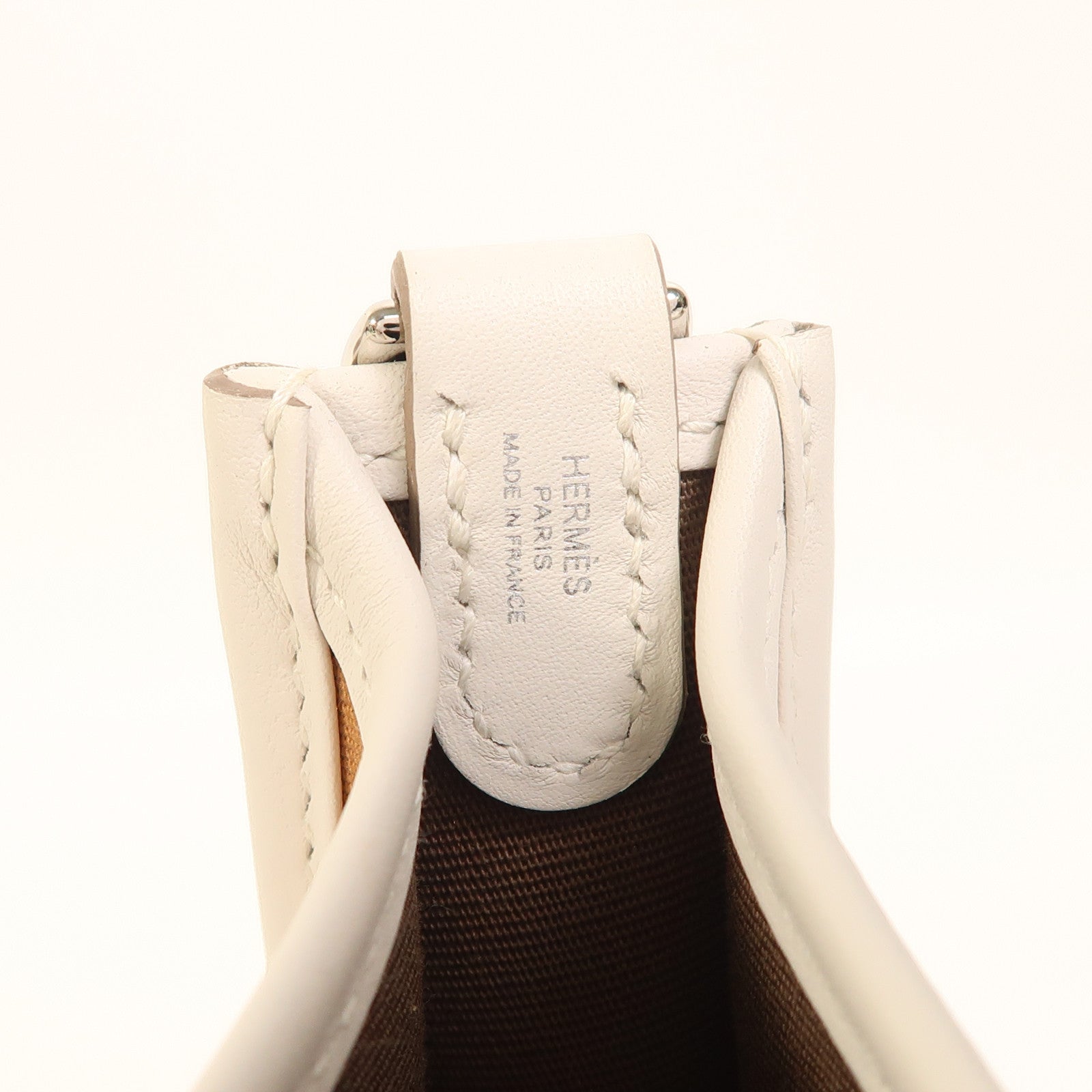 HERMES Swift皮革/Toile Officier Neo Evelyne TPM銀扣肩背袋Gris Pale/Etoupe/Dune