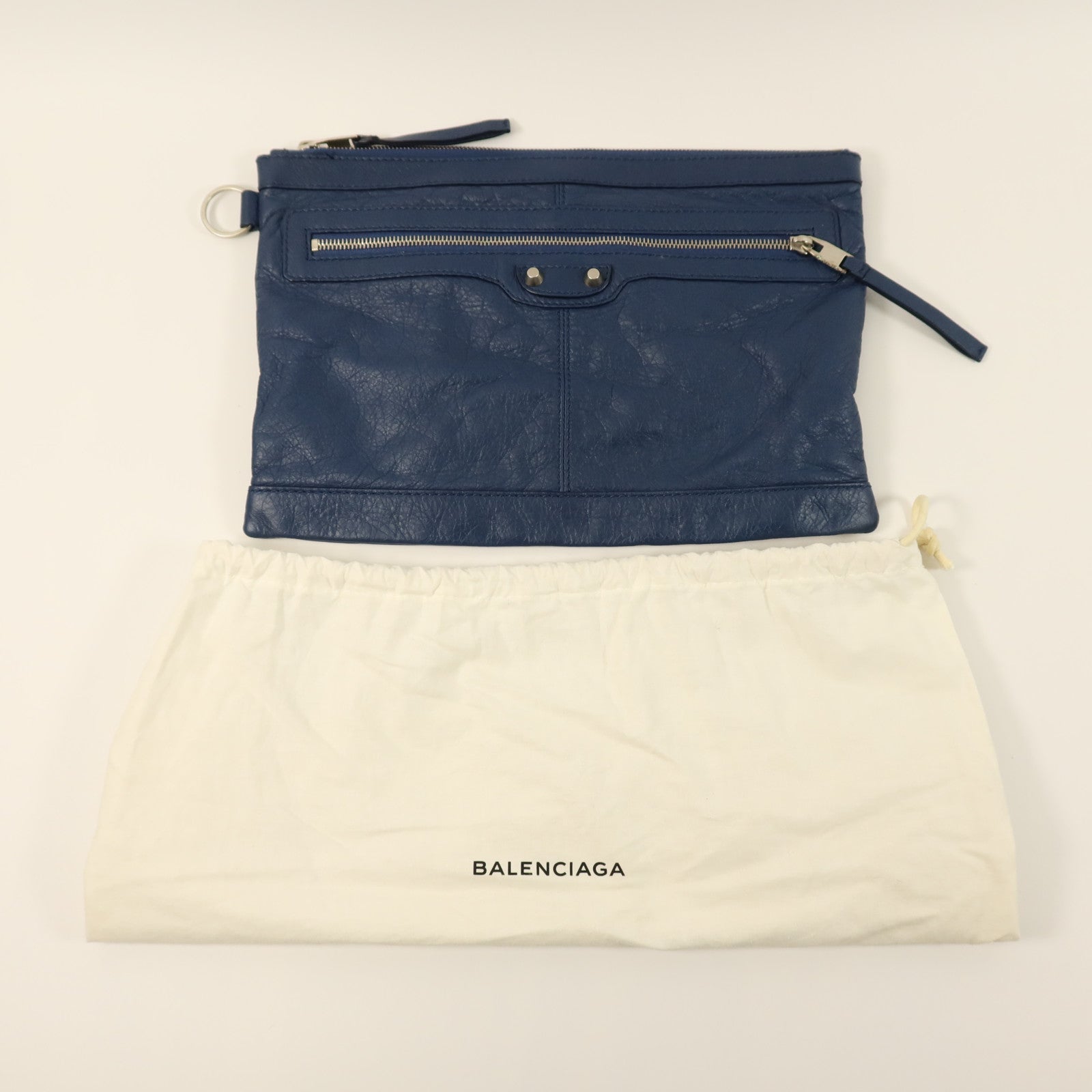 BALENCIAGA 牛皮皮革Clutch Bag銀扣手拿包