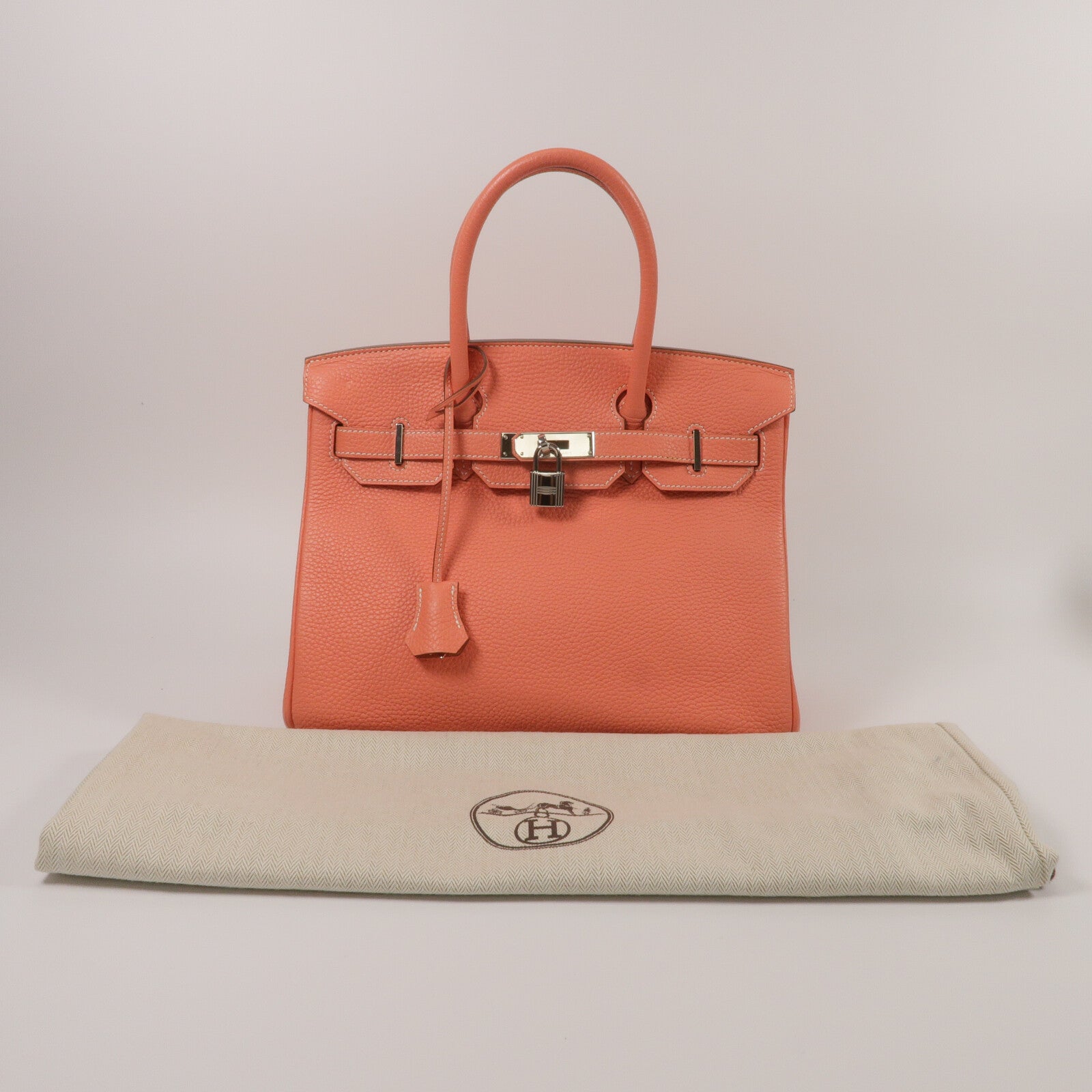 HERMES Clemence皮革Birkin 30手挽袋Crevette