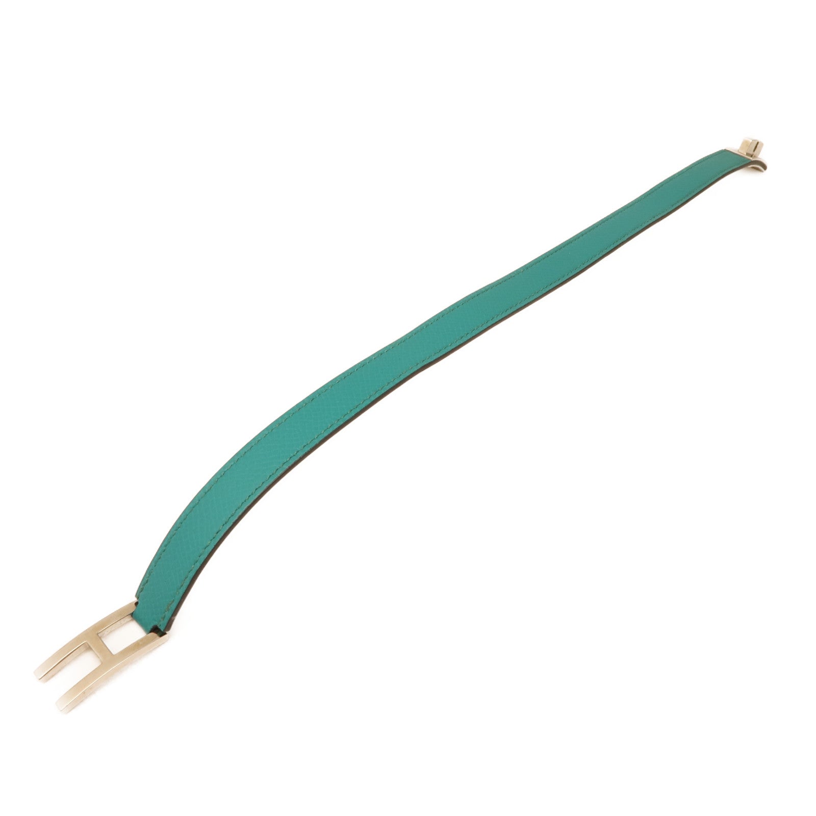 HERMES 【激減優惠】Epsom皮革Drag Double Bracelet銀扣手鏈Blue