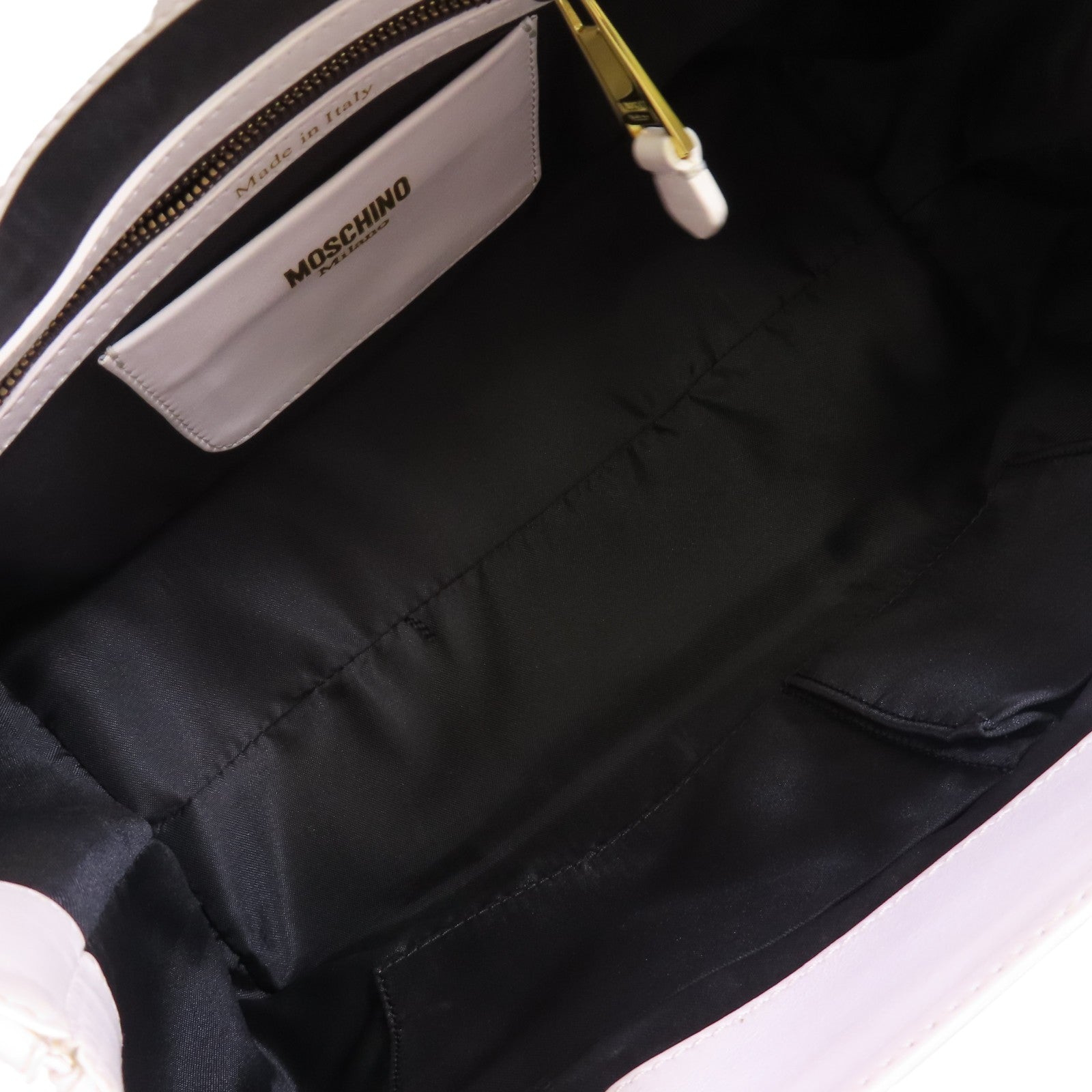 MOSCHINO 牛皮皮革2Way Tote Bag金扣手挽肩背兩用袋白色