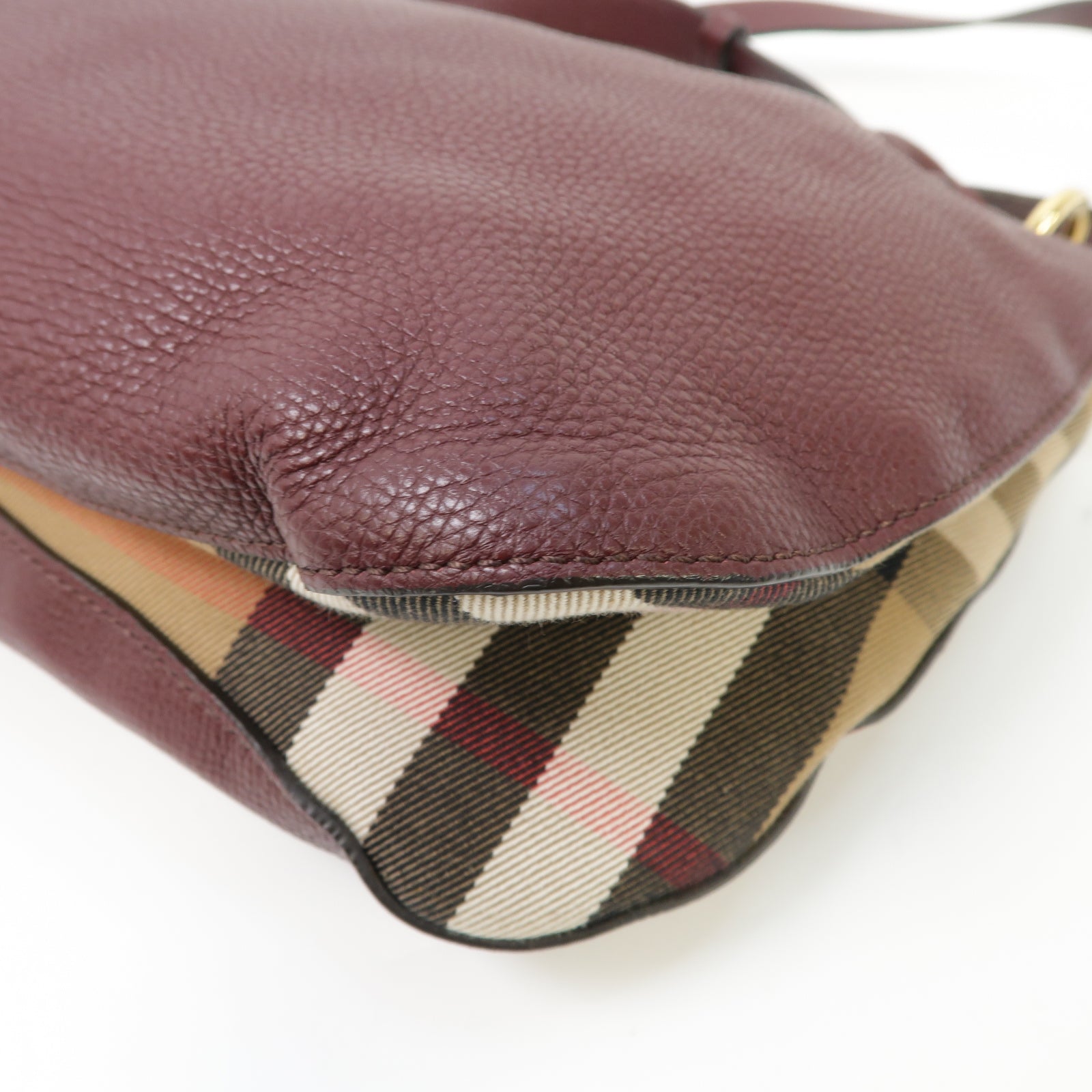 BURBERRY 牛皮皮革Shoulder Bag金扣肩背袋酒紅色