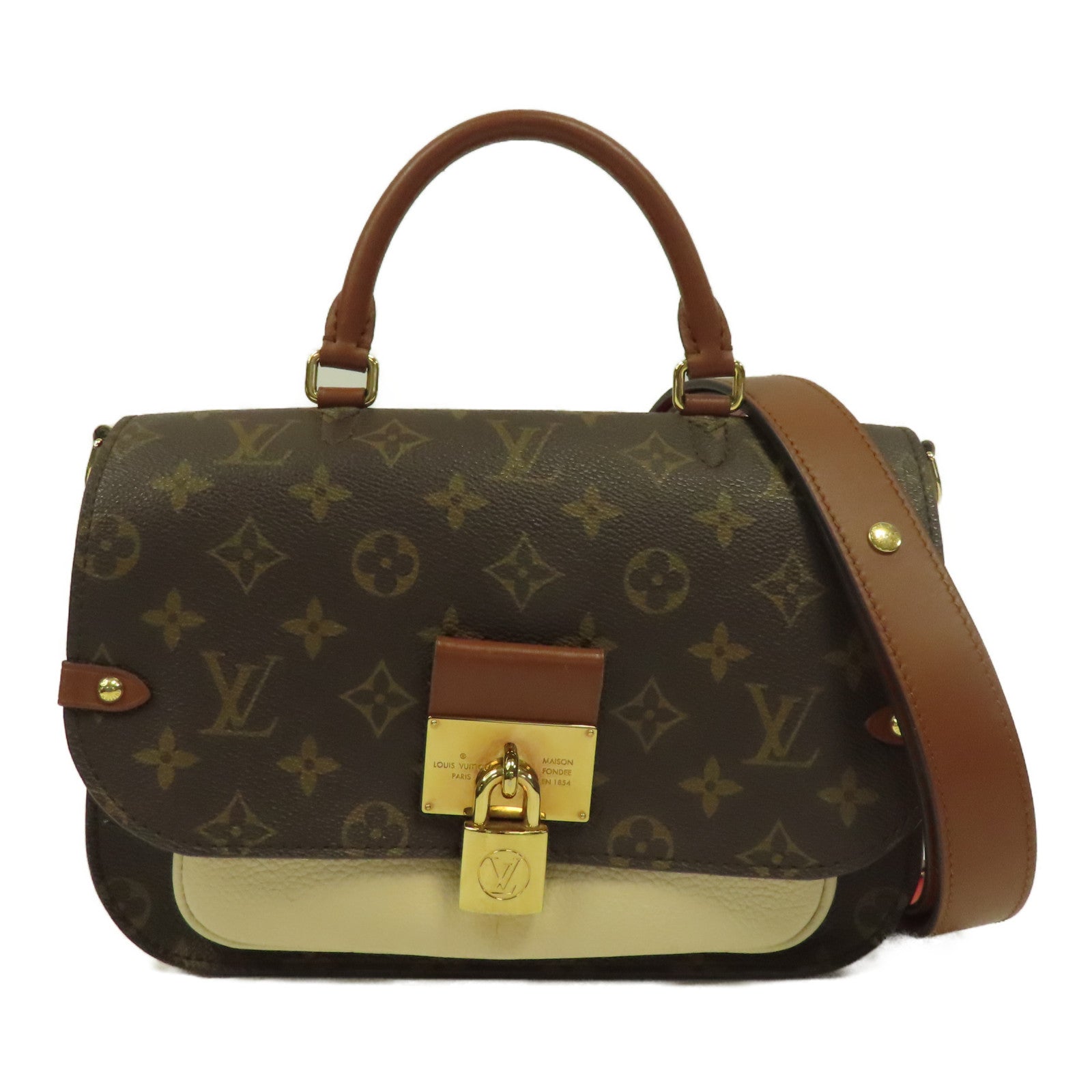 LOUIS VUITTON Monogram Vaugirard金扣手挽肩背兩用袋啡色/米色