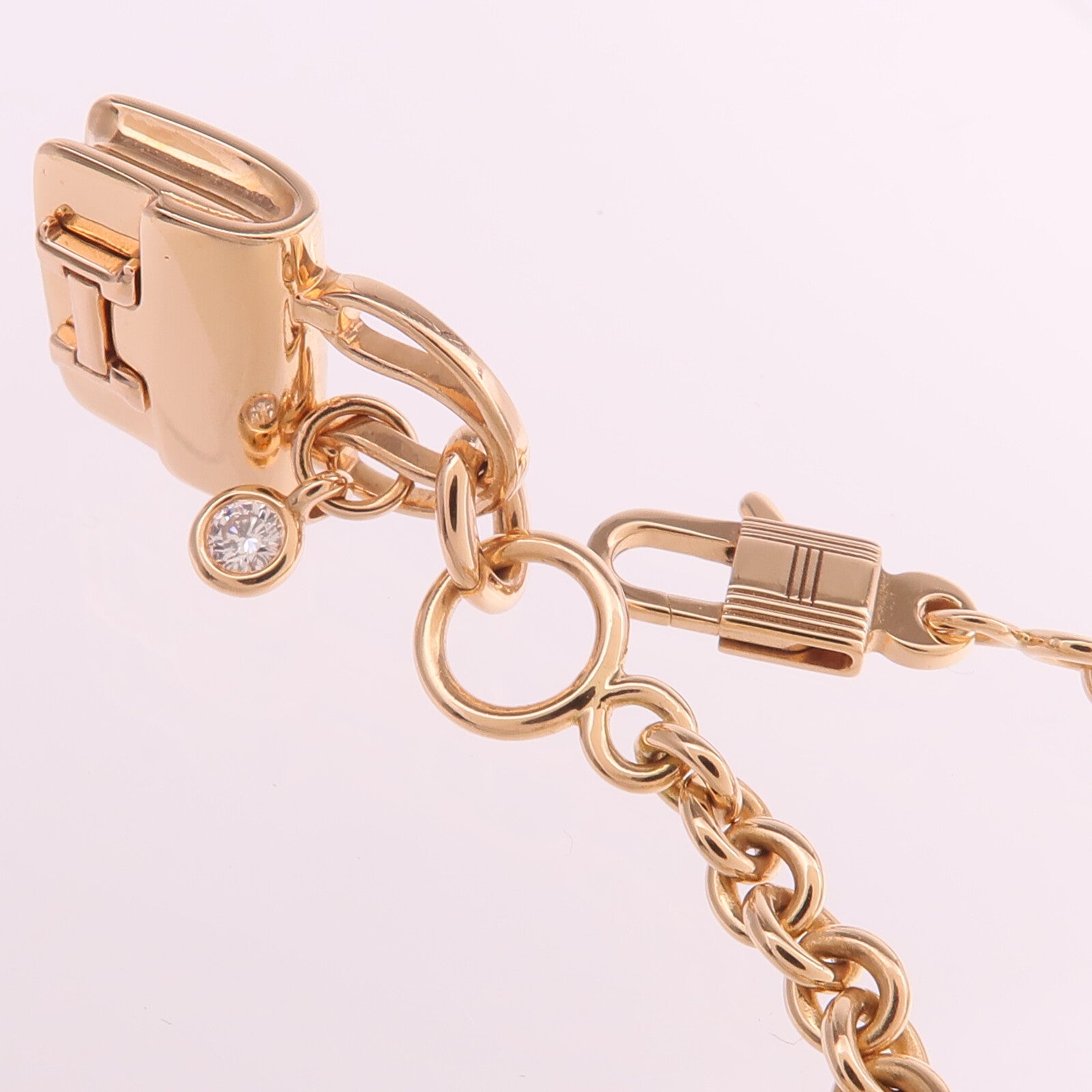 HERMES 18K玫瑰金Amulettes Constance Bracelet鑽石手鏈