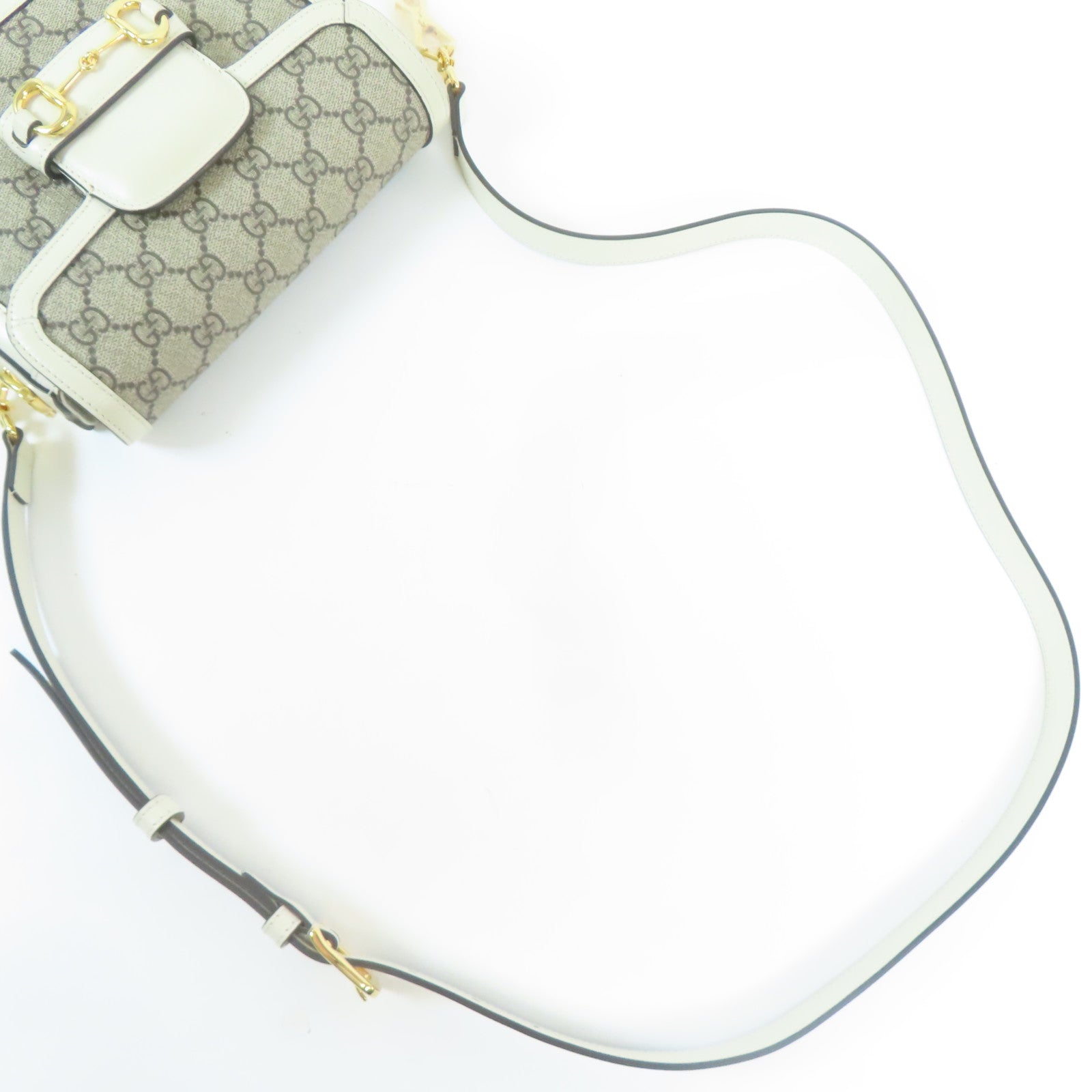 GUCCI 塗層帆布Horsebit 1955金扣肩背袋