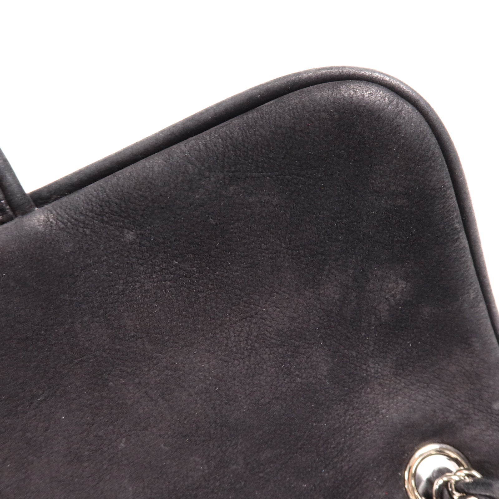 CHANEL 麂皮皮革Chain Shoulder Bag銀扣鏈帶肩背袋