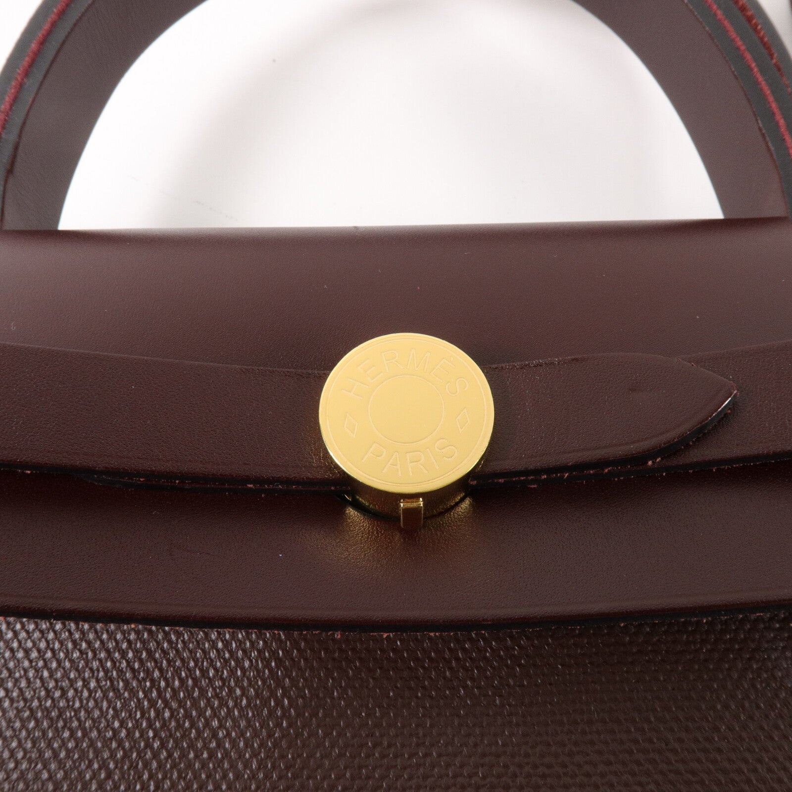 HERMES Toile H帆布/Vache Hunter皮革Herbag PM手挽肩背兩用袋Rouge Sellier